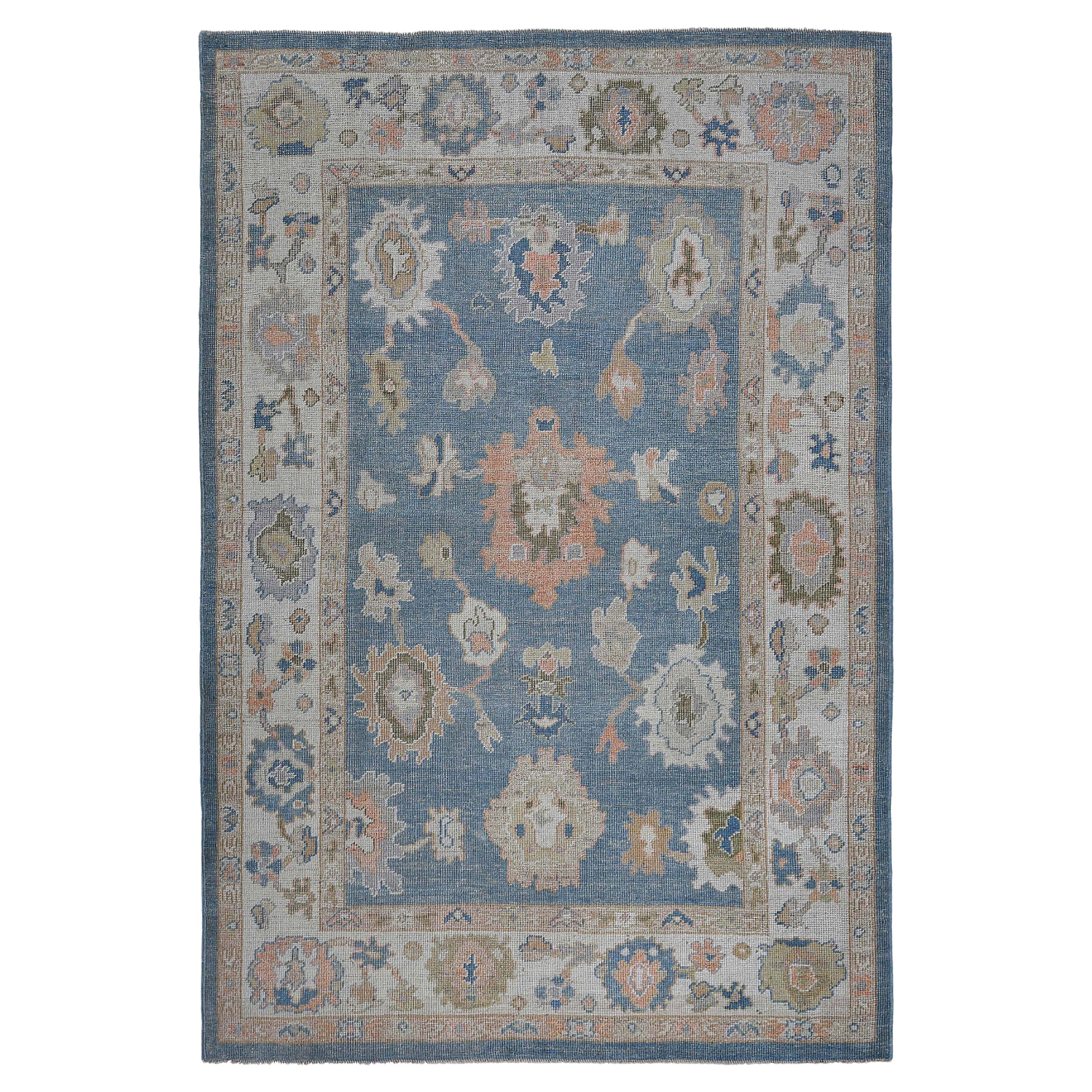 Tapis d'Afghanistan Oushak datant d'environ 1990, motif bleu en laine - 95490