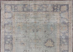 Turkish Oushak Rug with Fine Handspun Wool in All Over Design