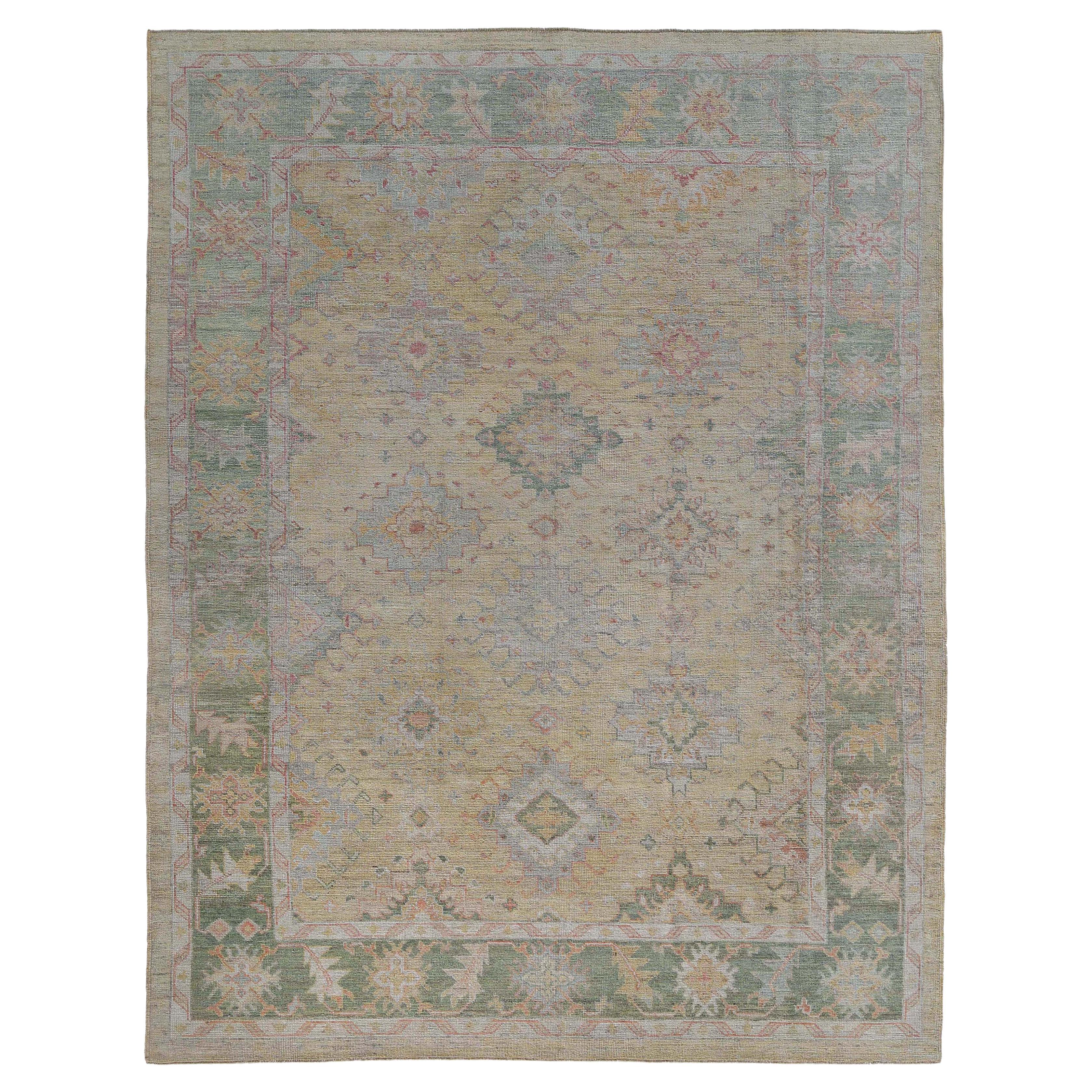 Turkish Oushak Rug with Light Tones For Sale