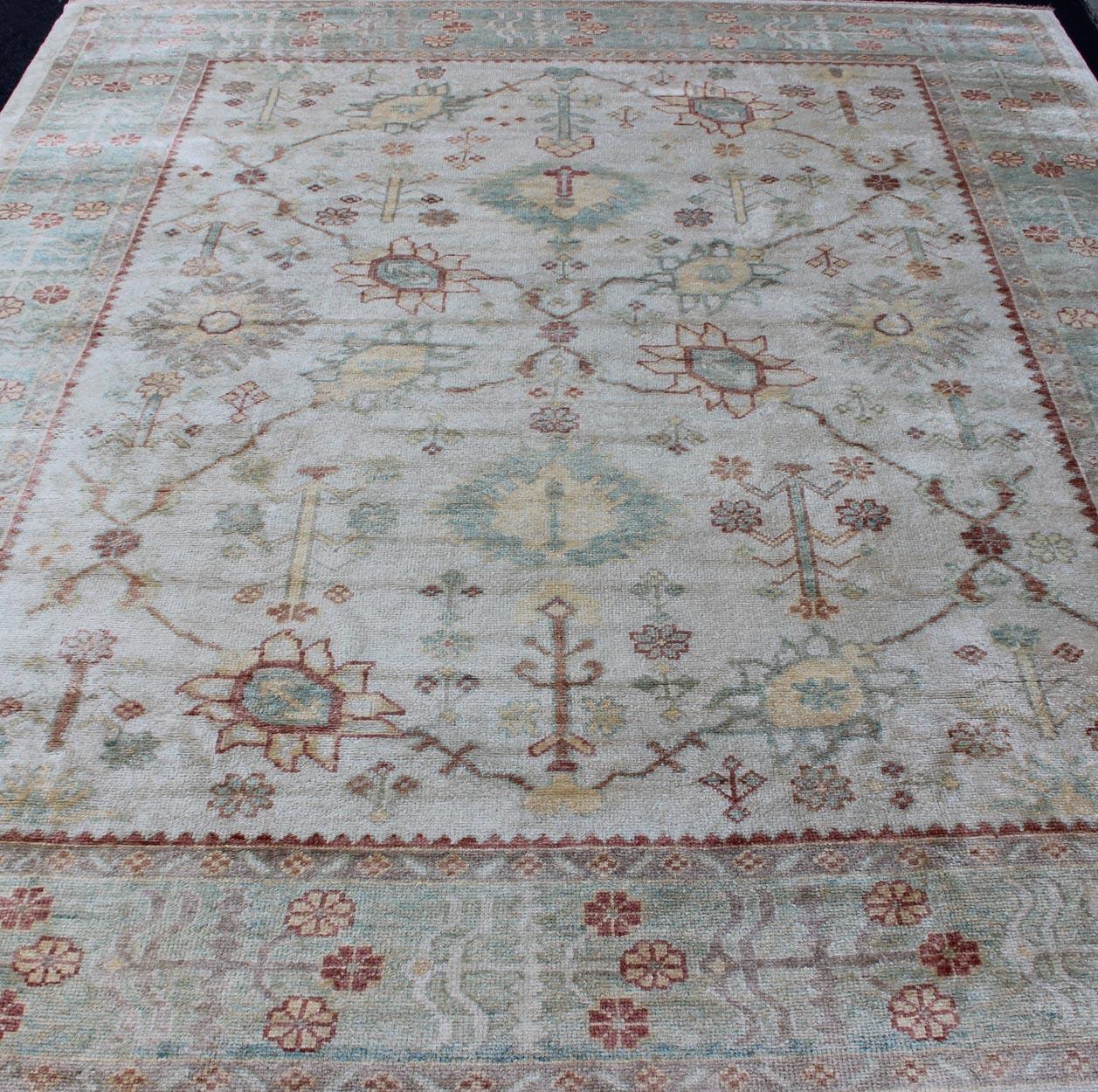 Keivan Woven Arts, En-3264, Turkish Oushak Rug- 9′4″ × 11′4″ For Sale 2