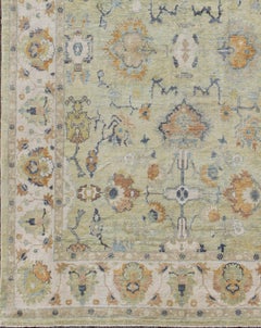 Long Oushak Rug in Light Green by Keivan Woven Arts 10'9 X 16'
