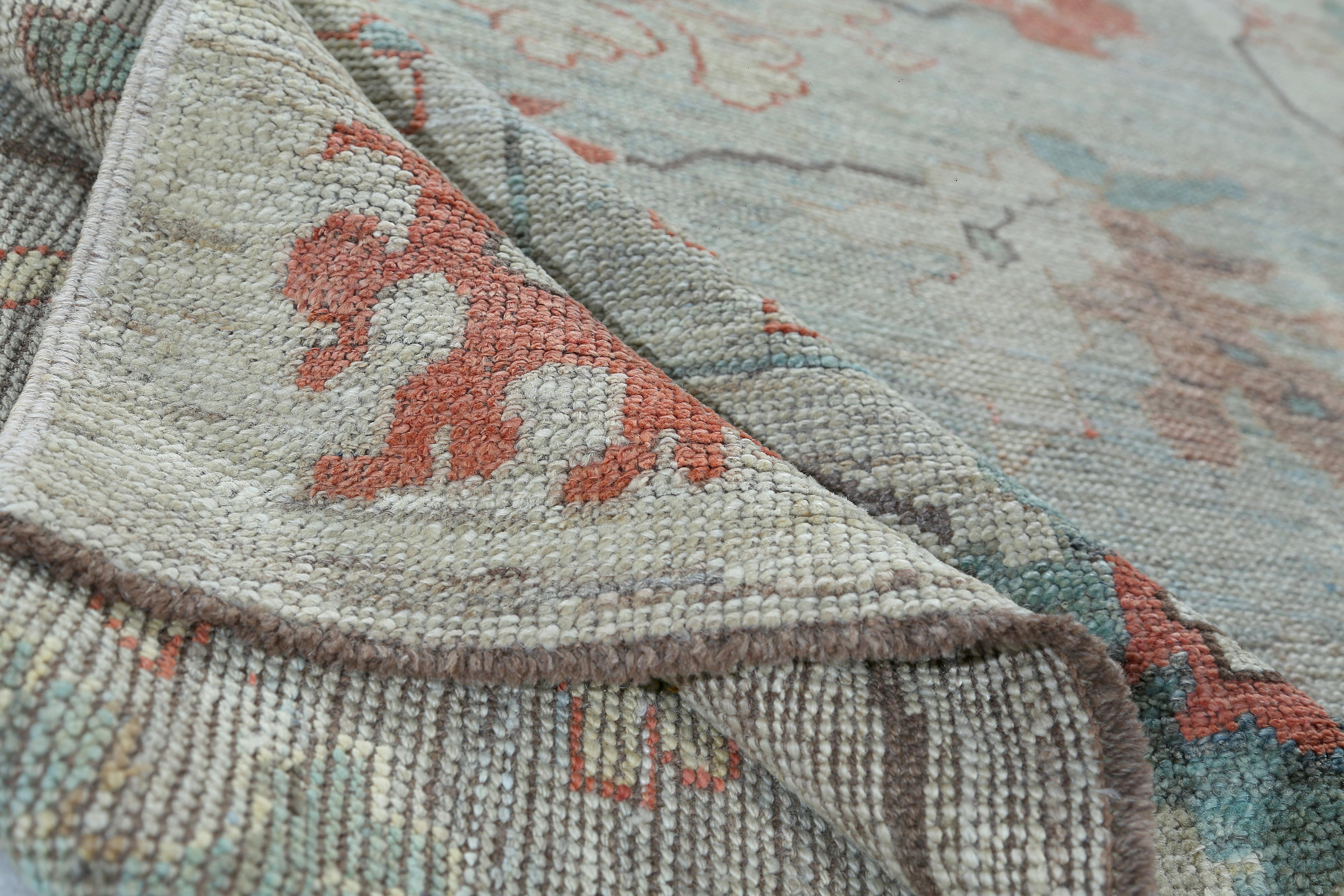 Alfombras de Afganistán Oushak Circa 1990 - Lana Azul Marfil Rojo Diseño - 95449 siglo XX en venta