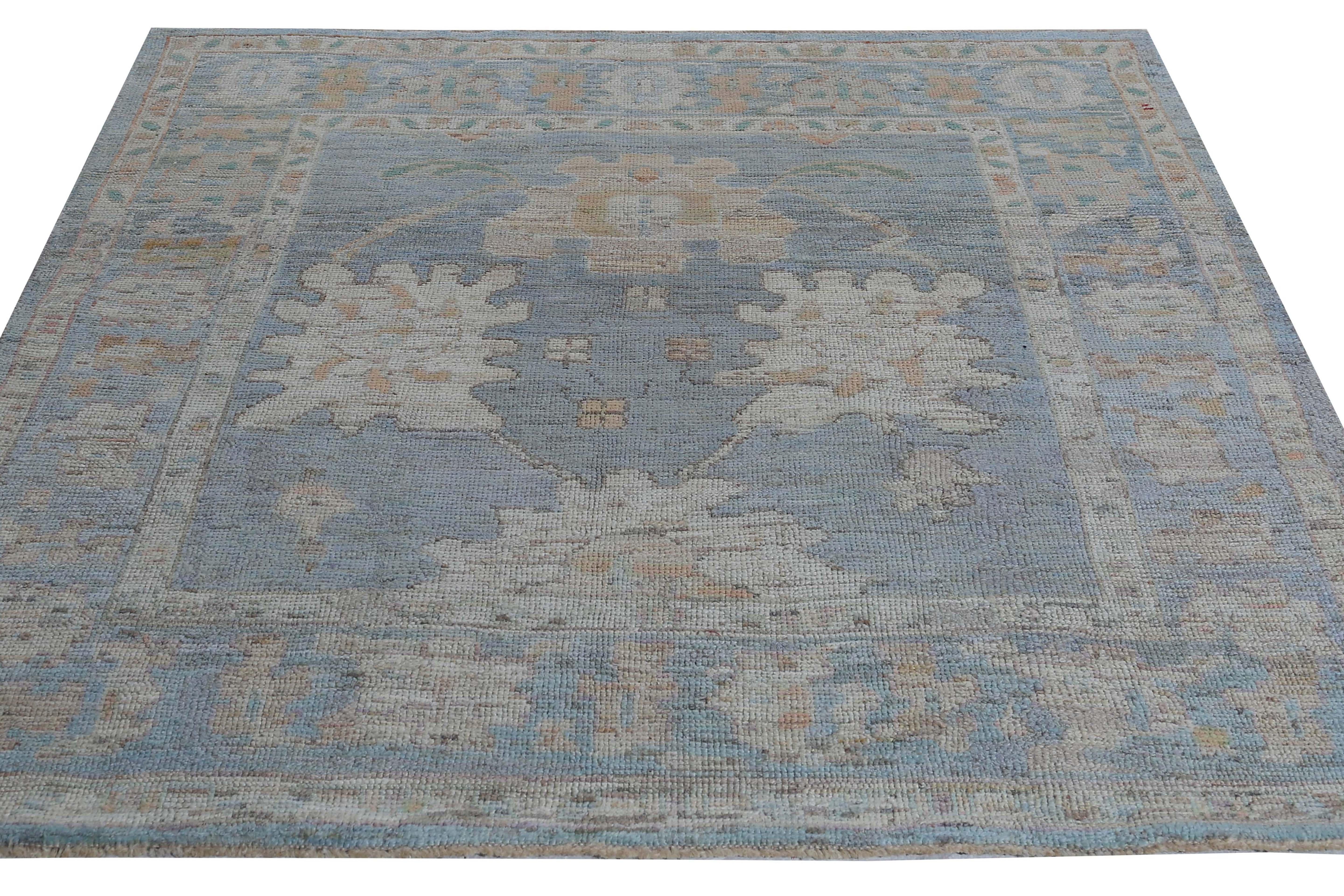 Turkish Oushak Rug with Rich Background For Sale 1