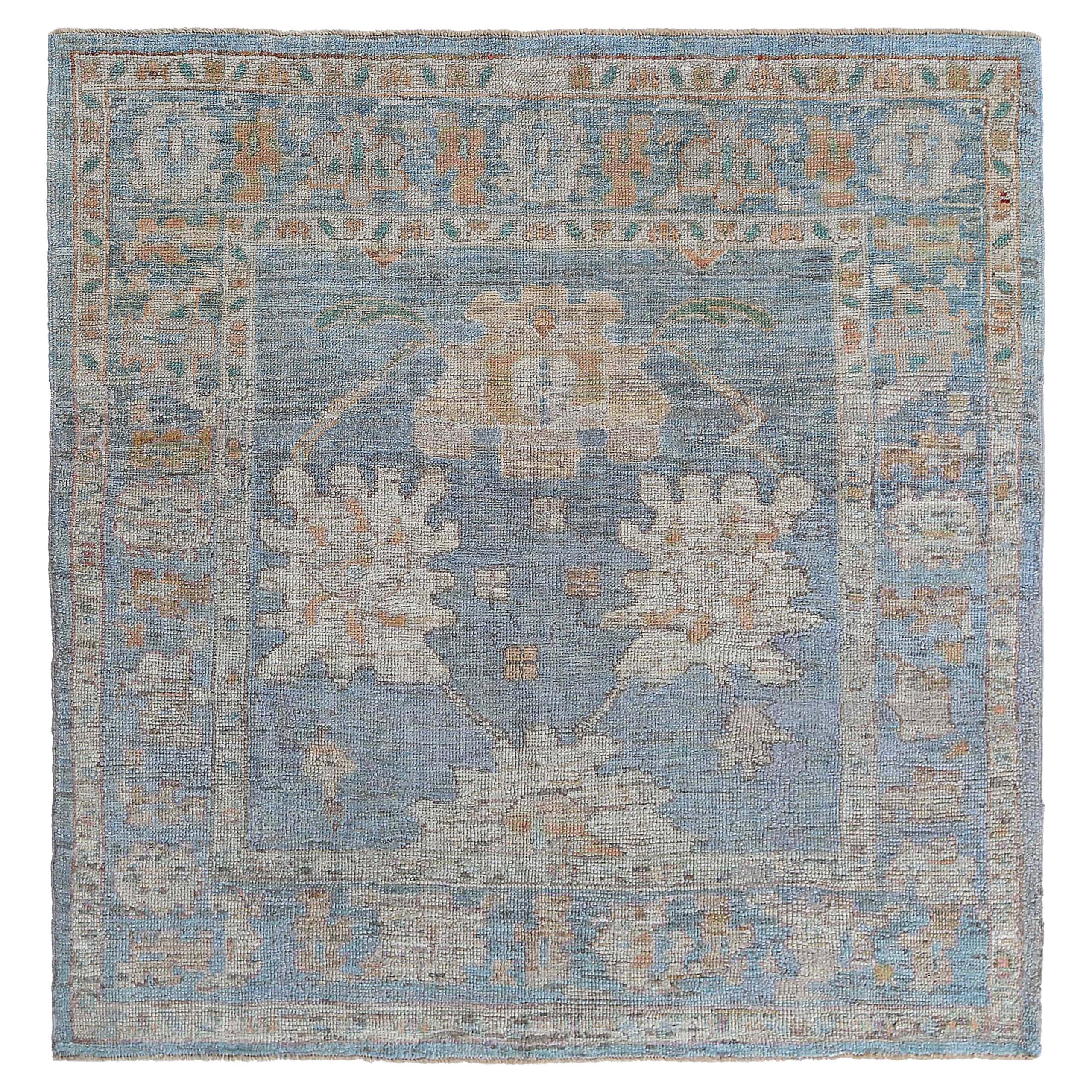 Turkish Oushak Rug with Rich Background For Sale