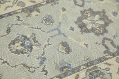 Turkish Oushak Runner Blue & Gray Floral Design Handwoven Wool Rug 2'8" x 13'9"