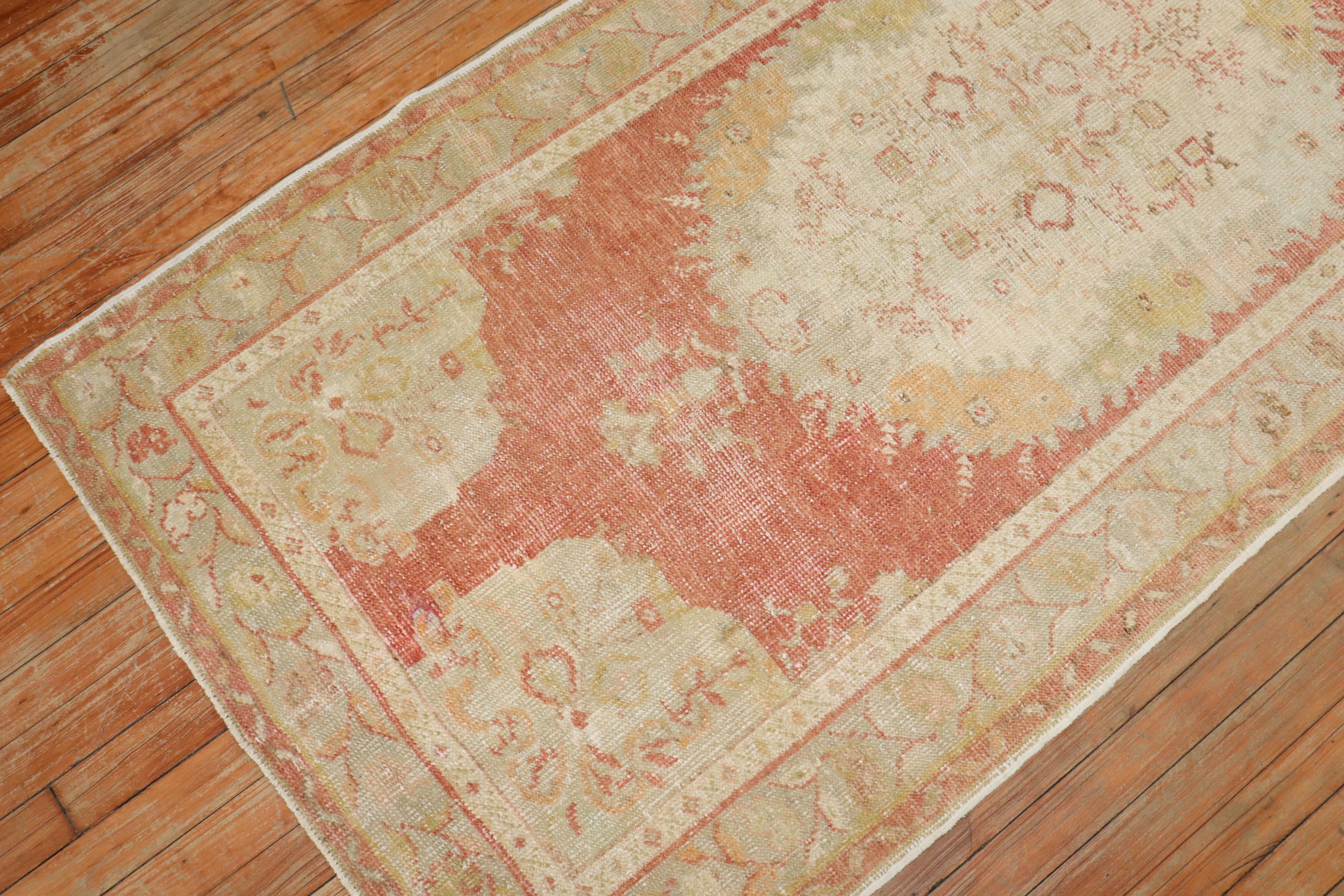 One of a kind mid-20th century Turkish Oushak Small Runner.

Measures: 3'1'' x 6'10''.