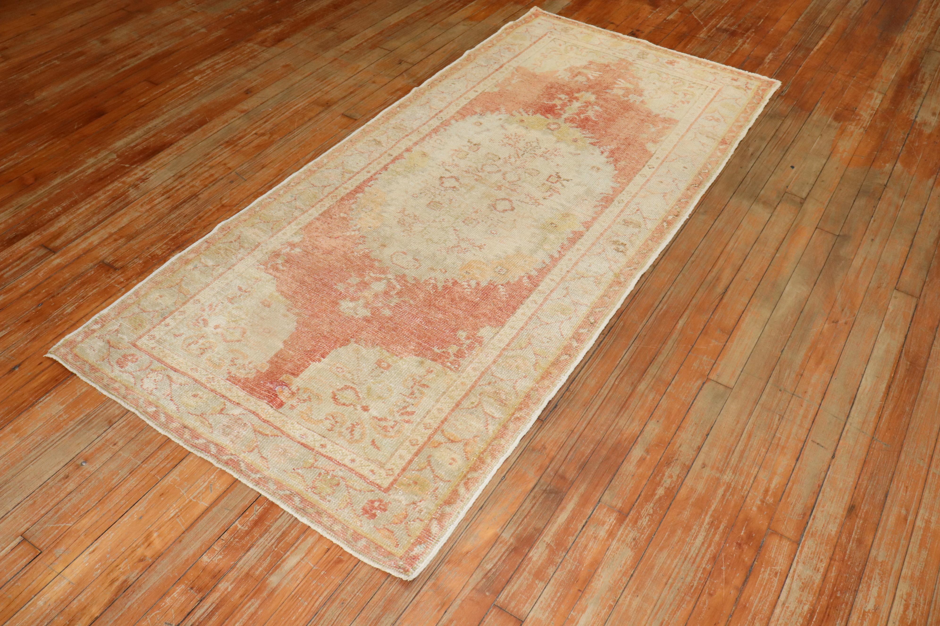 Hand-Knotted Turkish Oushak Runner For Sale