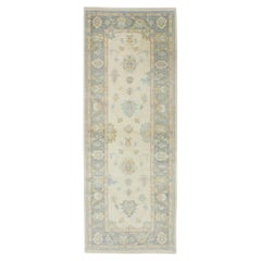 Tapis de course turc Design/One fait à la main Bleu Jaune Design floral Laine 3' x 7'10"