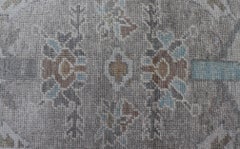 Turkish Oushak Runner in Soft Gray with Light Blue and Taupe 2'8 x 14'0