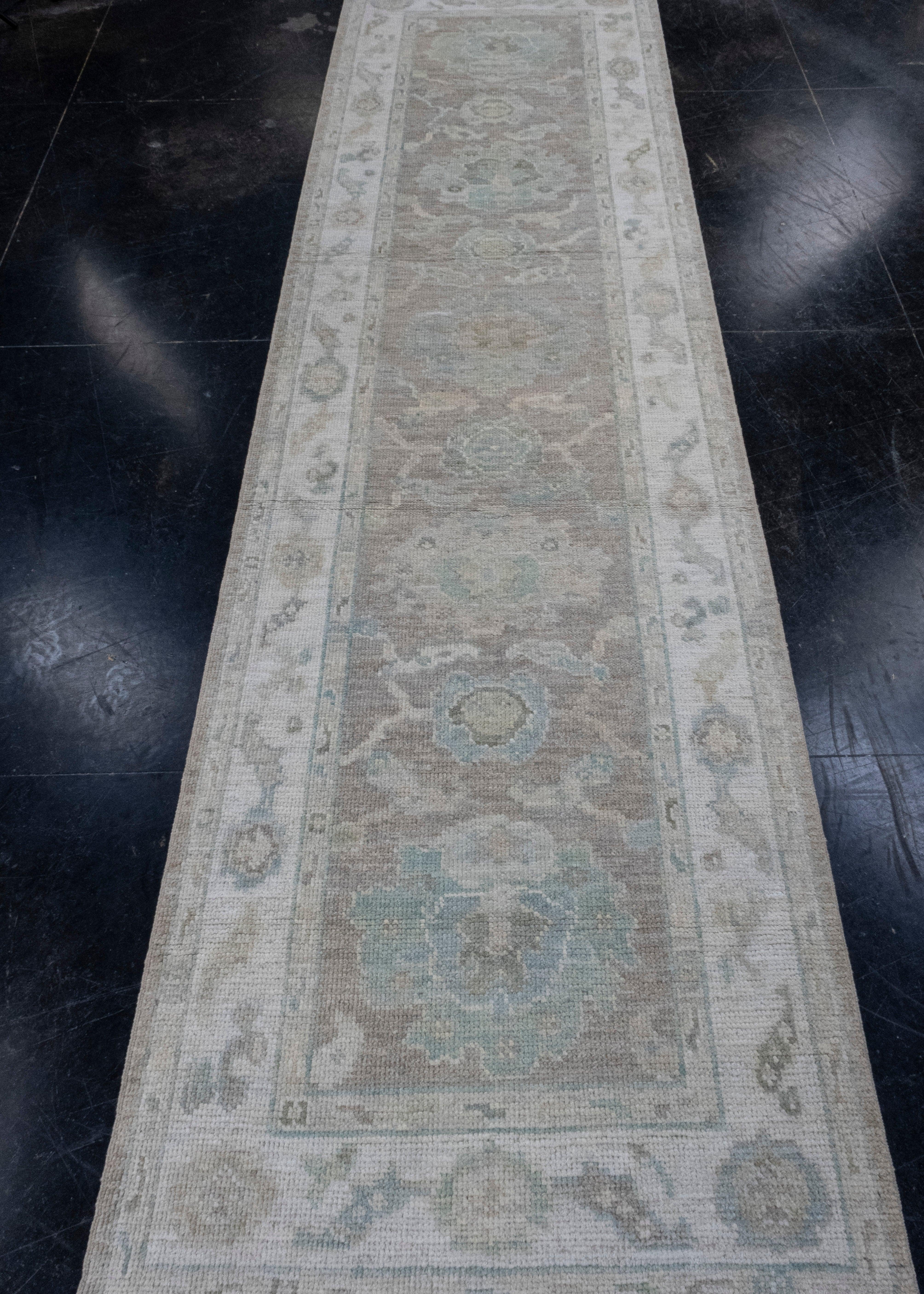 Turkish Oushak Runner Rug 2'10
