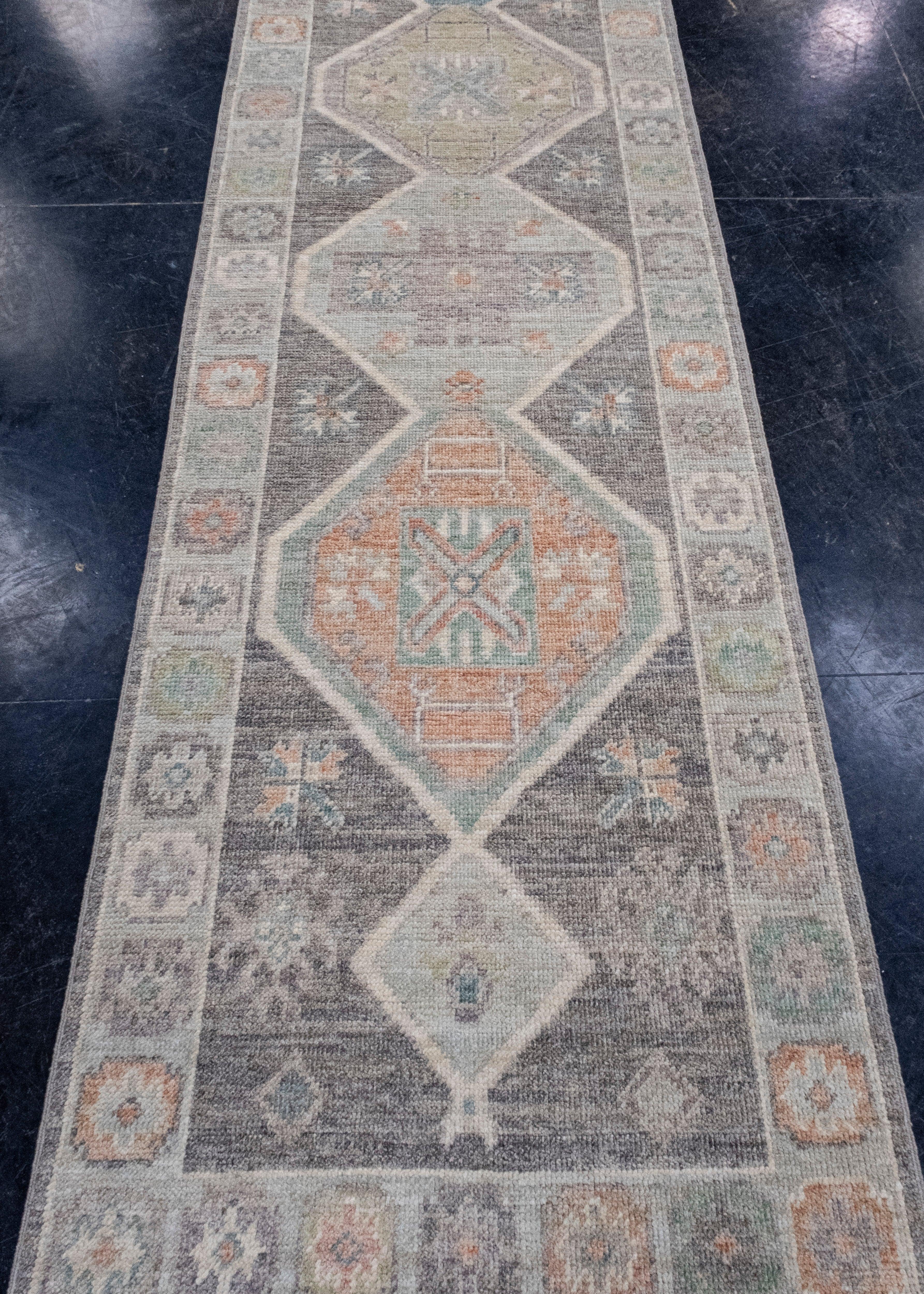 Turkish Oushak Runner Rug 2'10