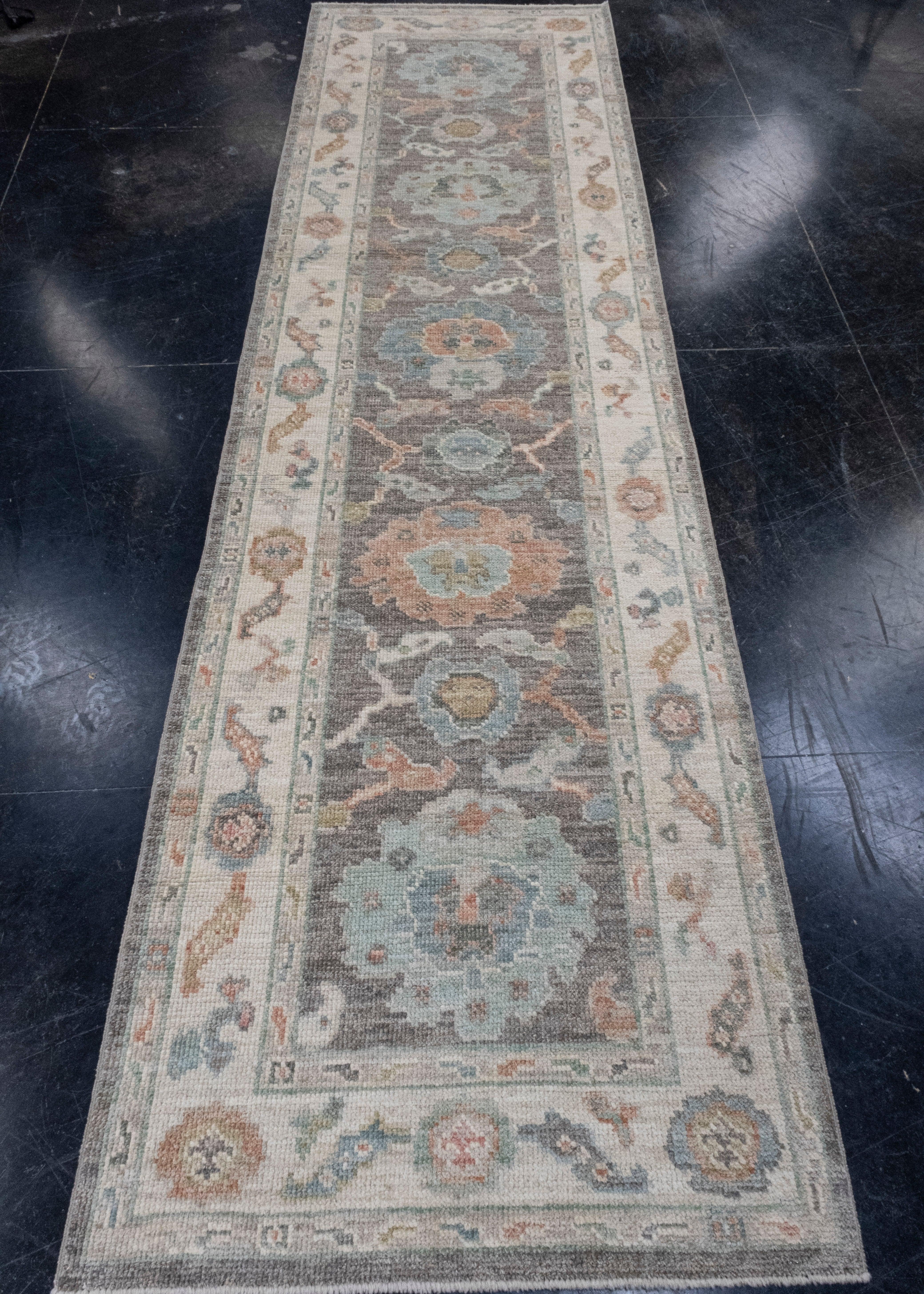 Turkish Oushak Runner Rug 2'10