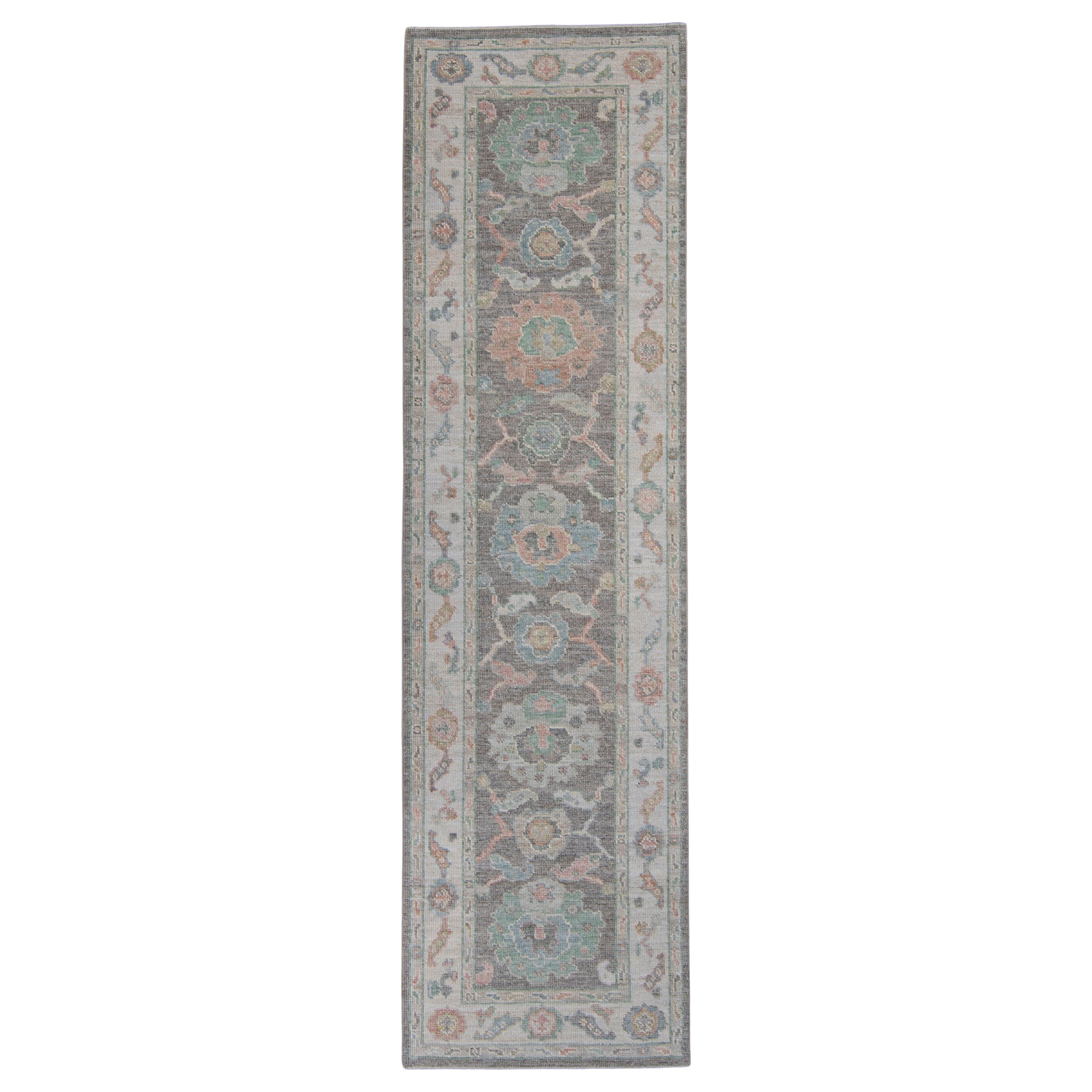 Tapis de couloir turc Oushak 2'10" x 10'2" n° 16199