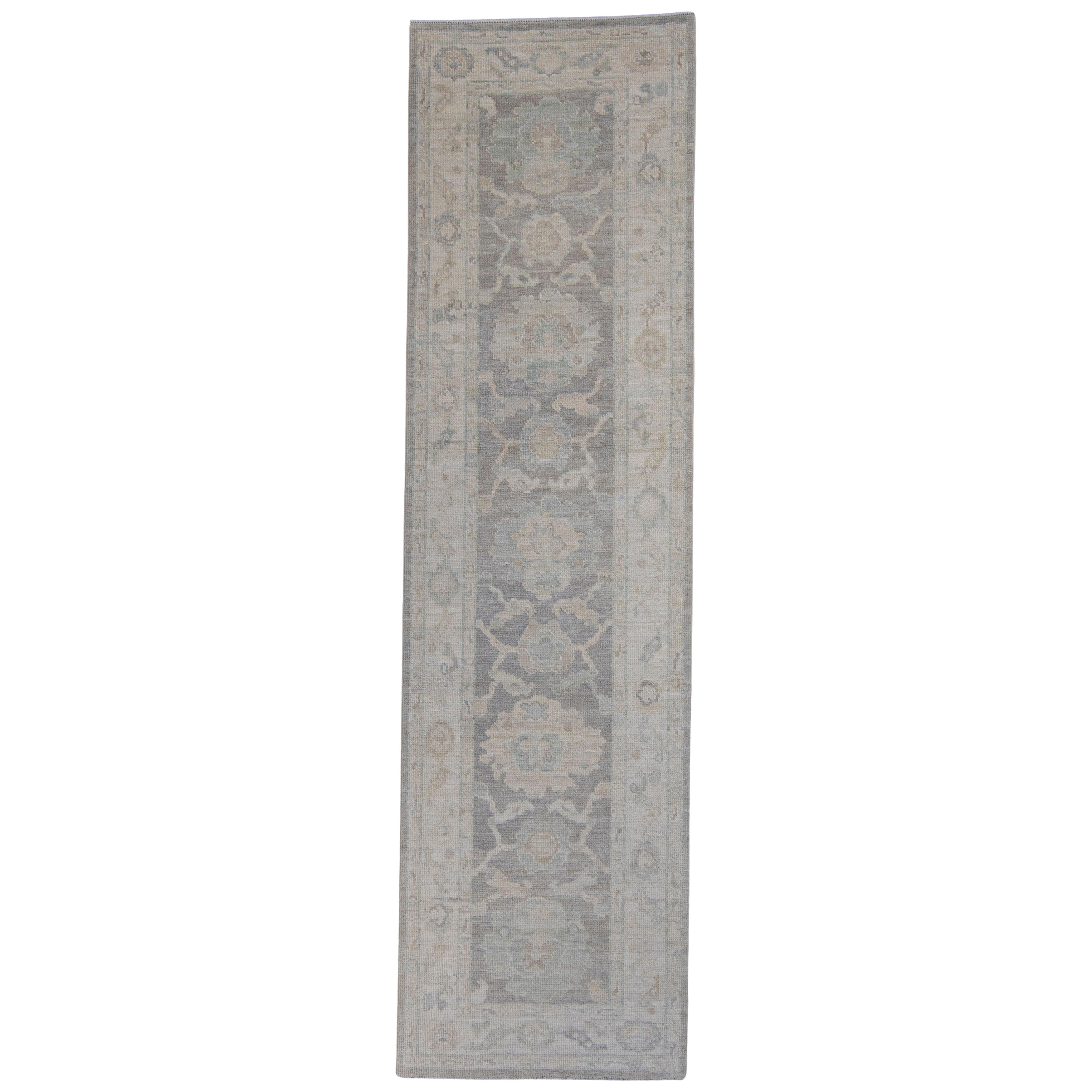 Tapis de couloir turc Oushak 2'10" x 10'2" n° 16203