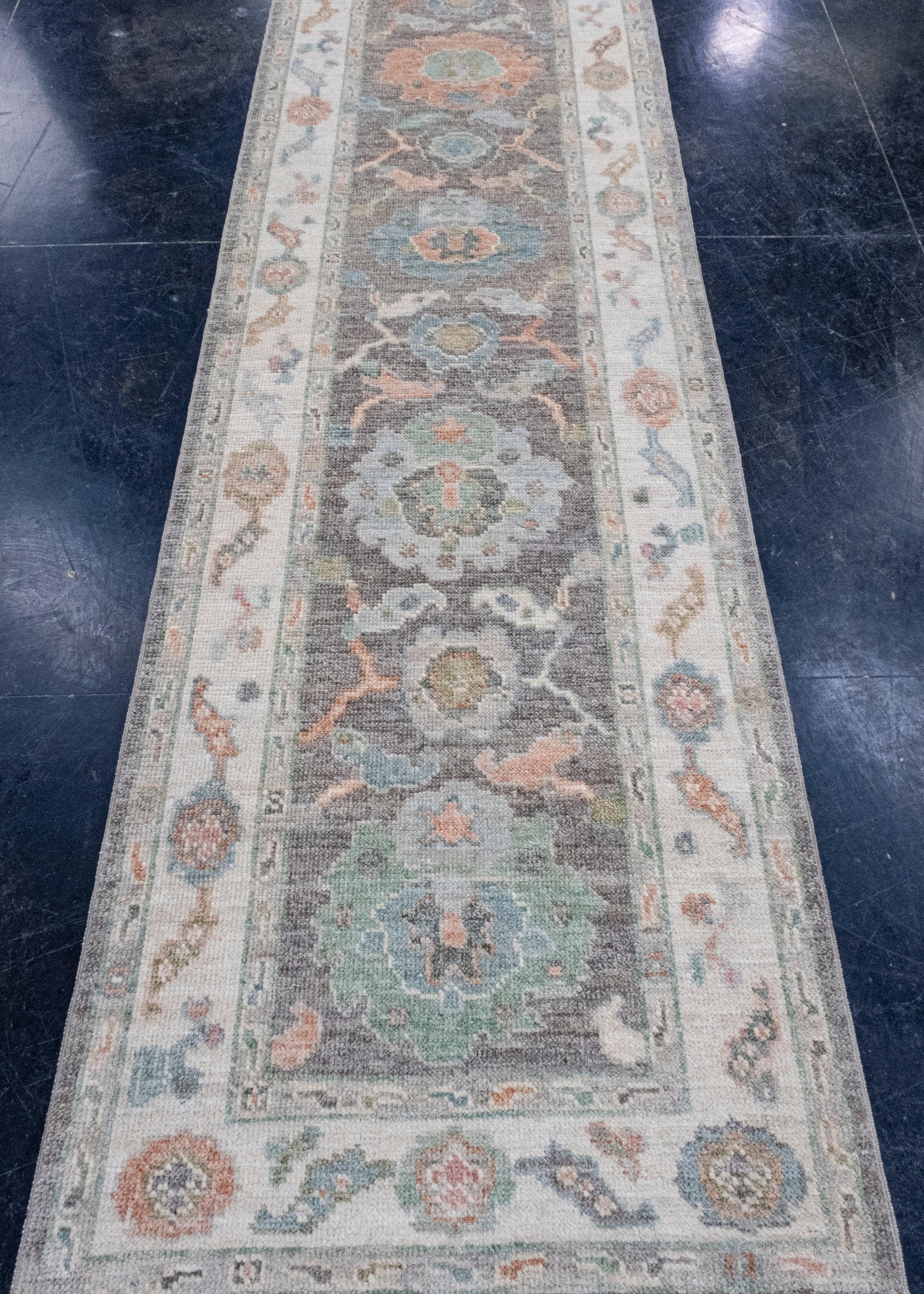 Turkish Oushak Runner Rug 2'10