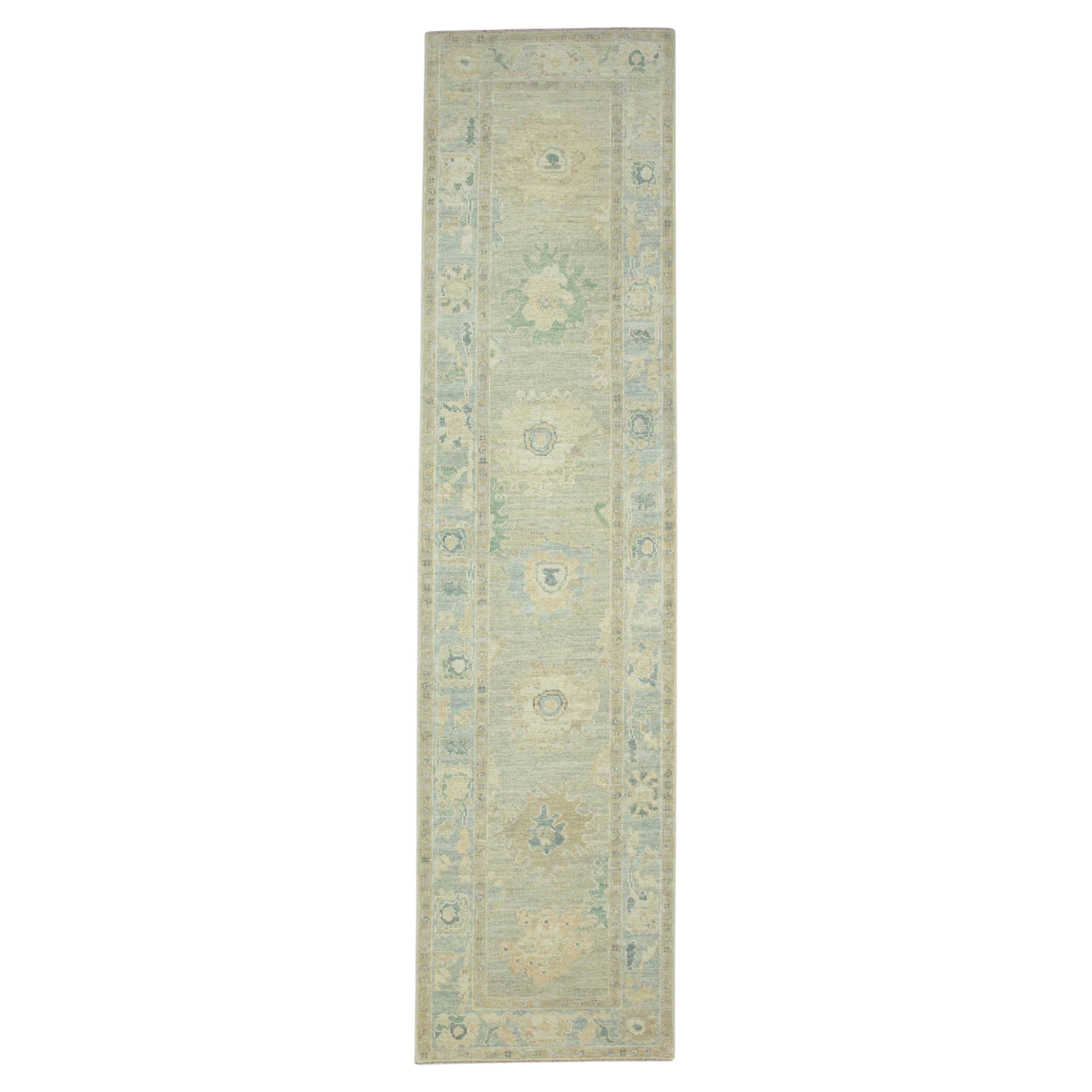 Alfombra turca de pasillo Oushak, 66 cm x 3,45 m, n.º 17519