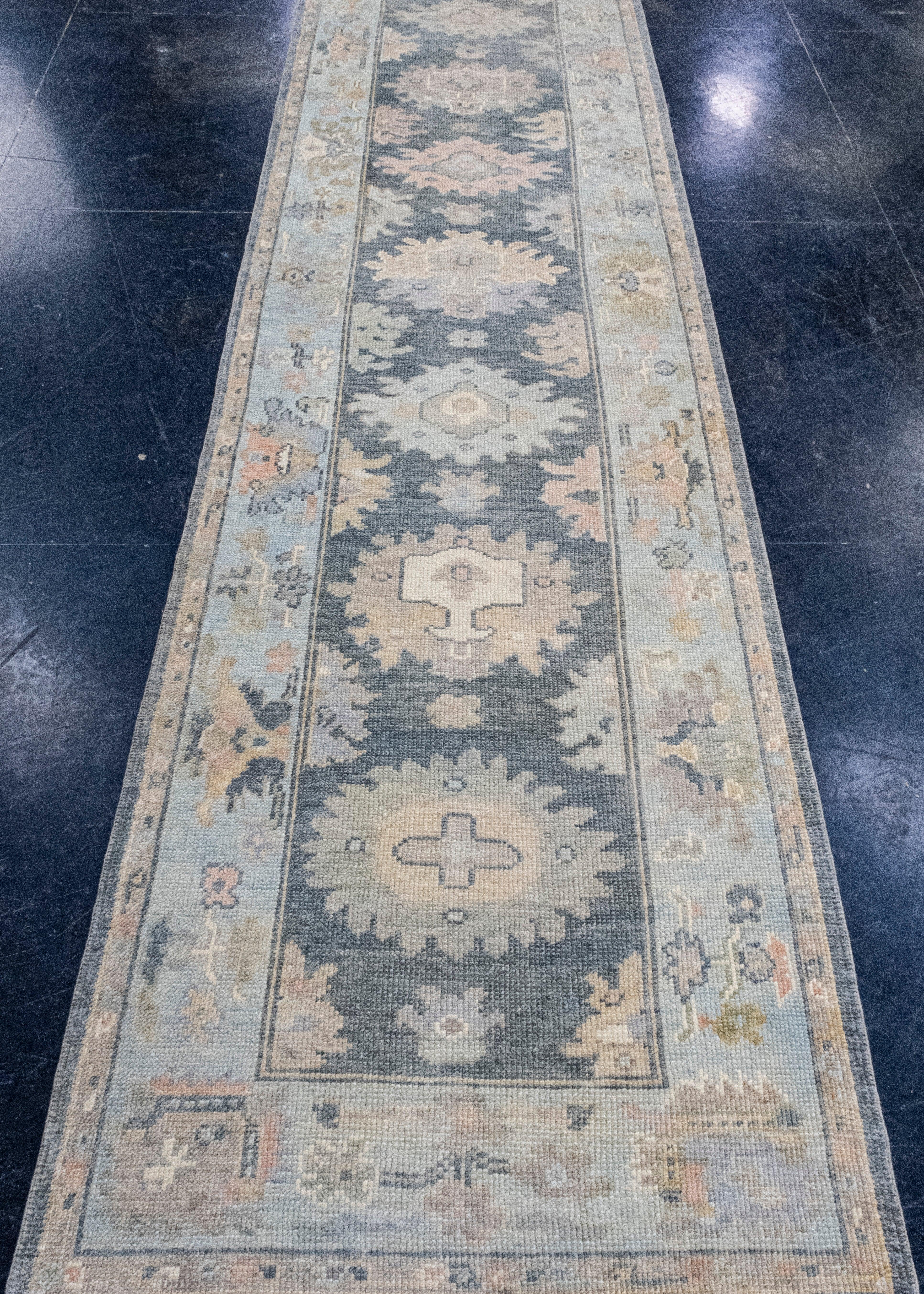 Turkish Oushak Runner Rug 2'10