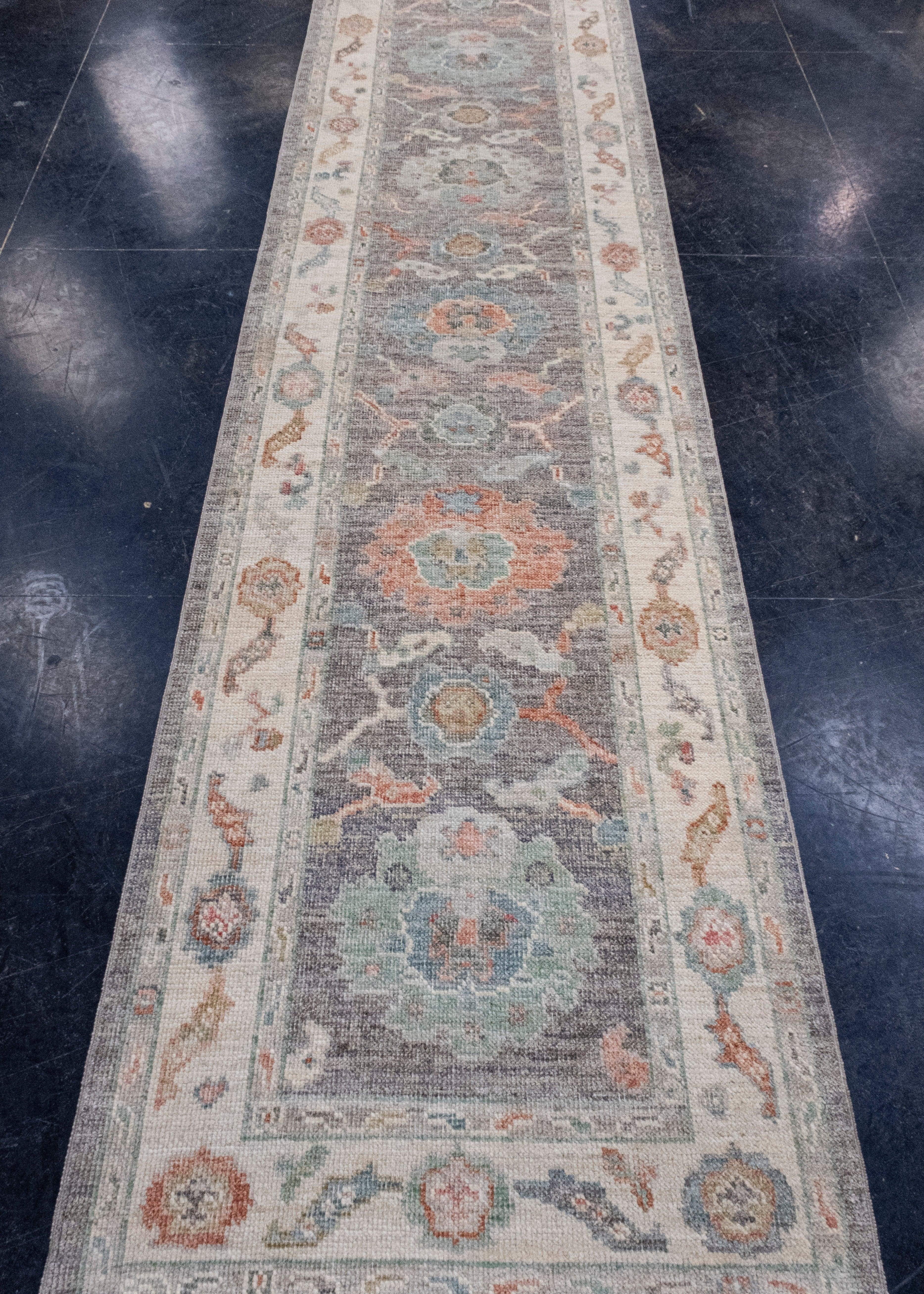 Turkish Oushak Runner Rug 2'10