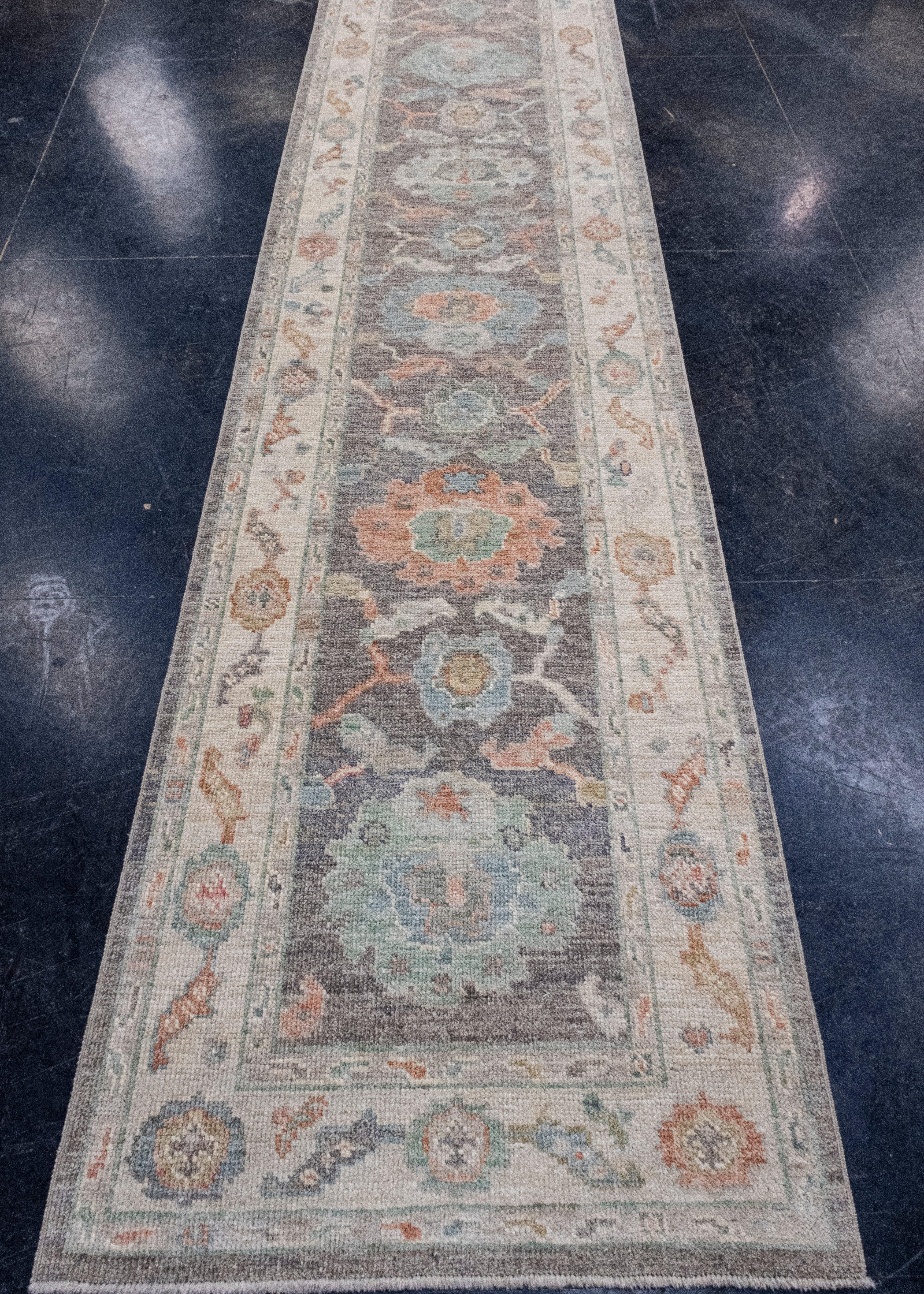 Turkish Oushak Runner Rug 2'10