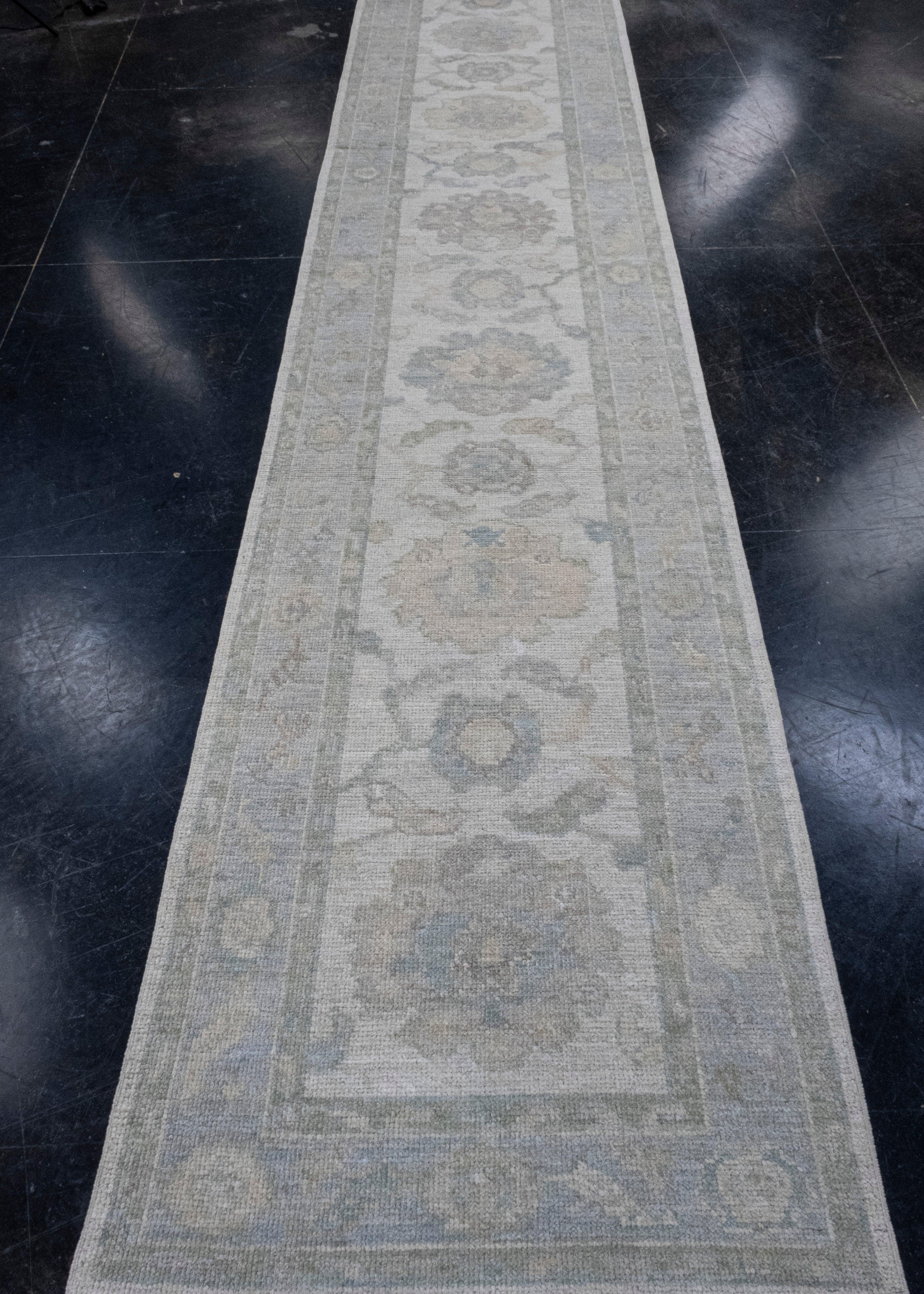 Turkish Oushak Runner Rug 2'10