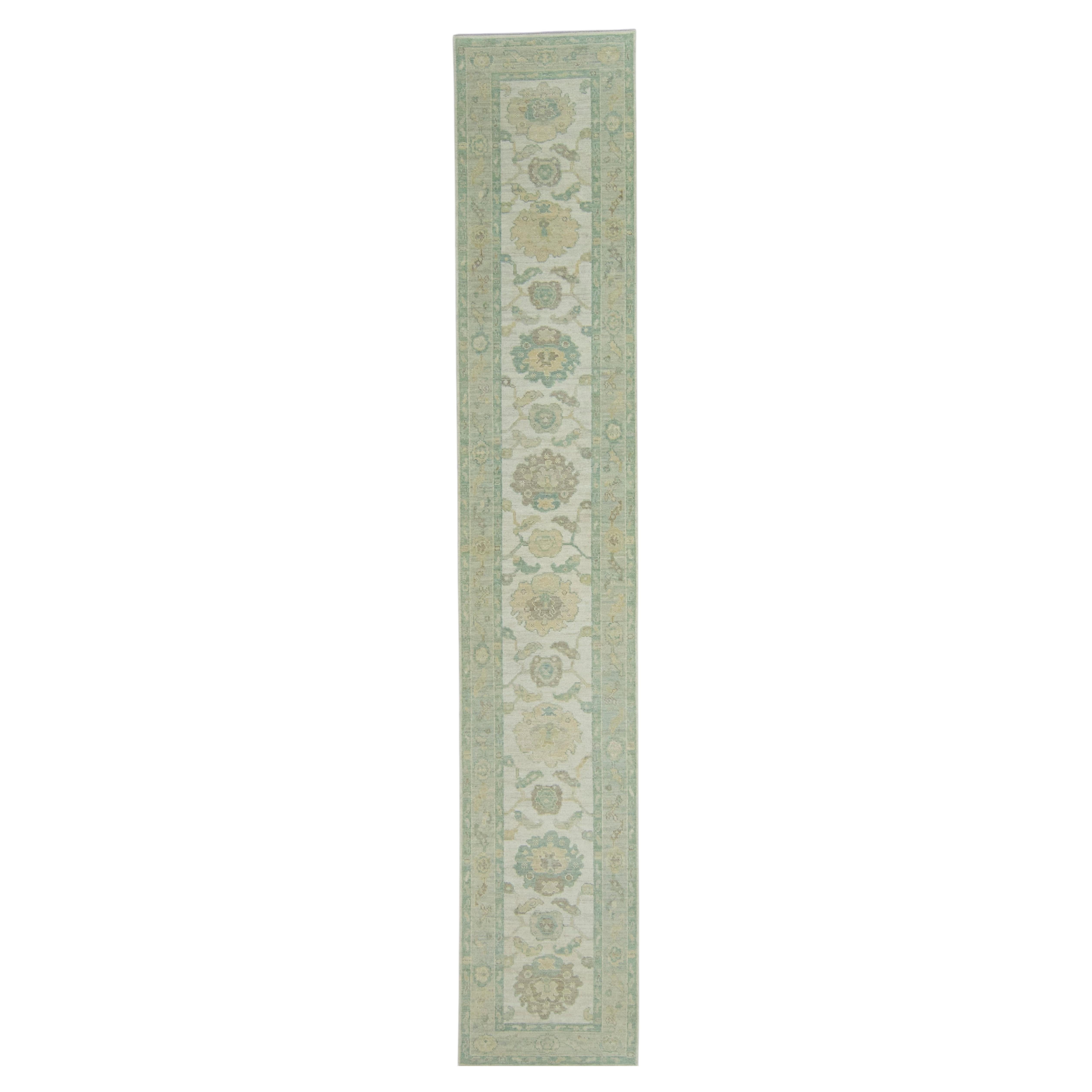 Turkish Oushak Runner Rug 2'10" x 16'3" #17431 For Sale