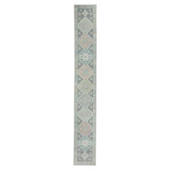 Alfombra turca de pasillo Oushak, 66 cm x 6,2 m, n.º 17223