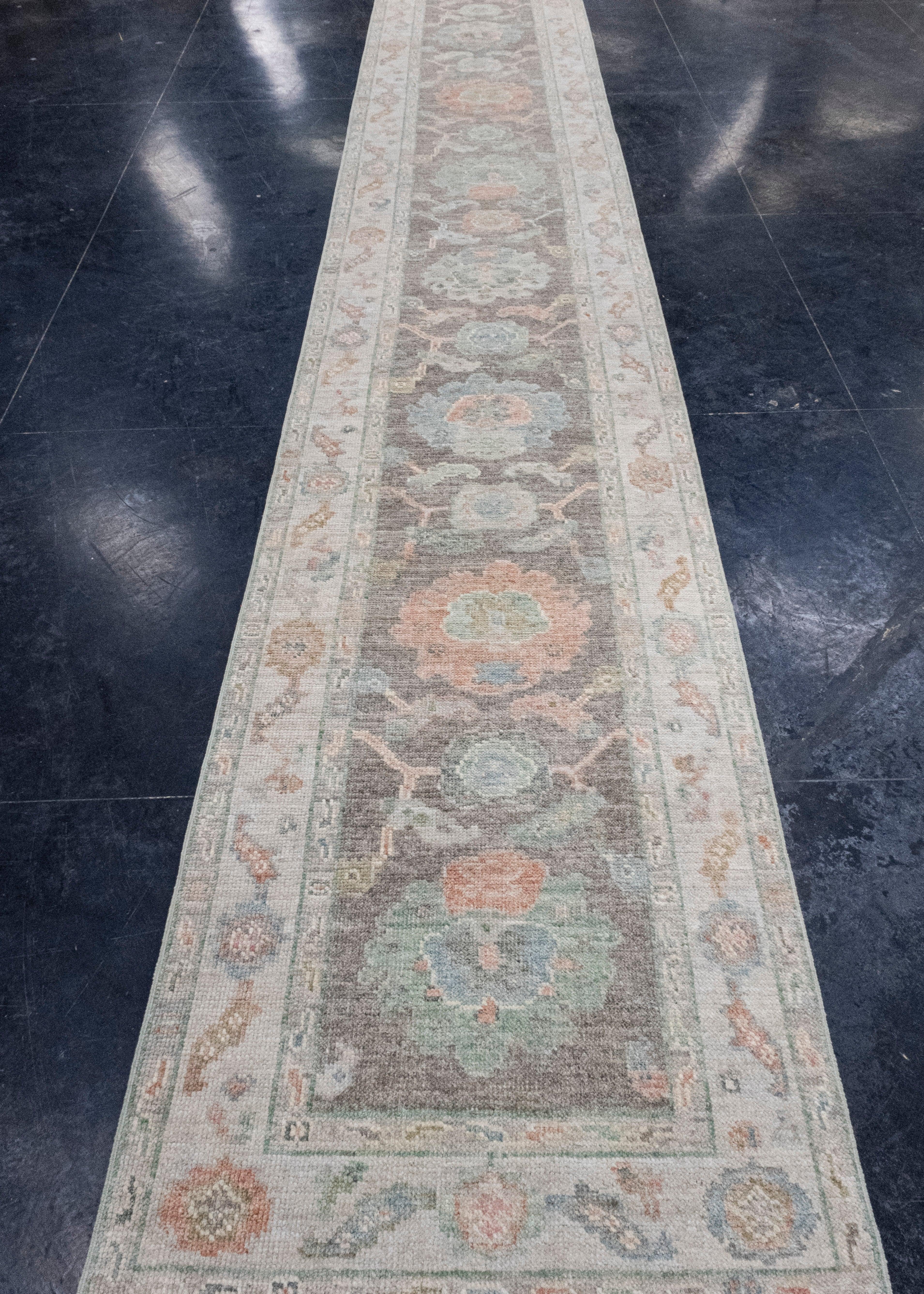 Turkish Oushak Runner Rug 2'10