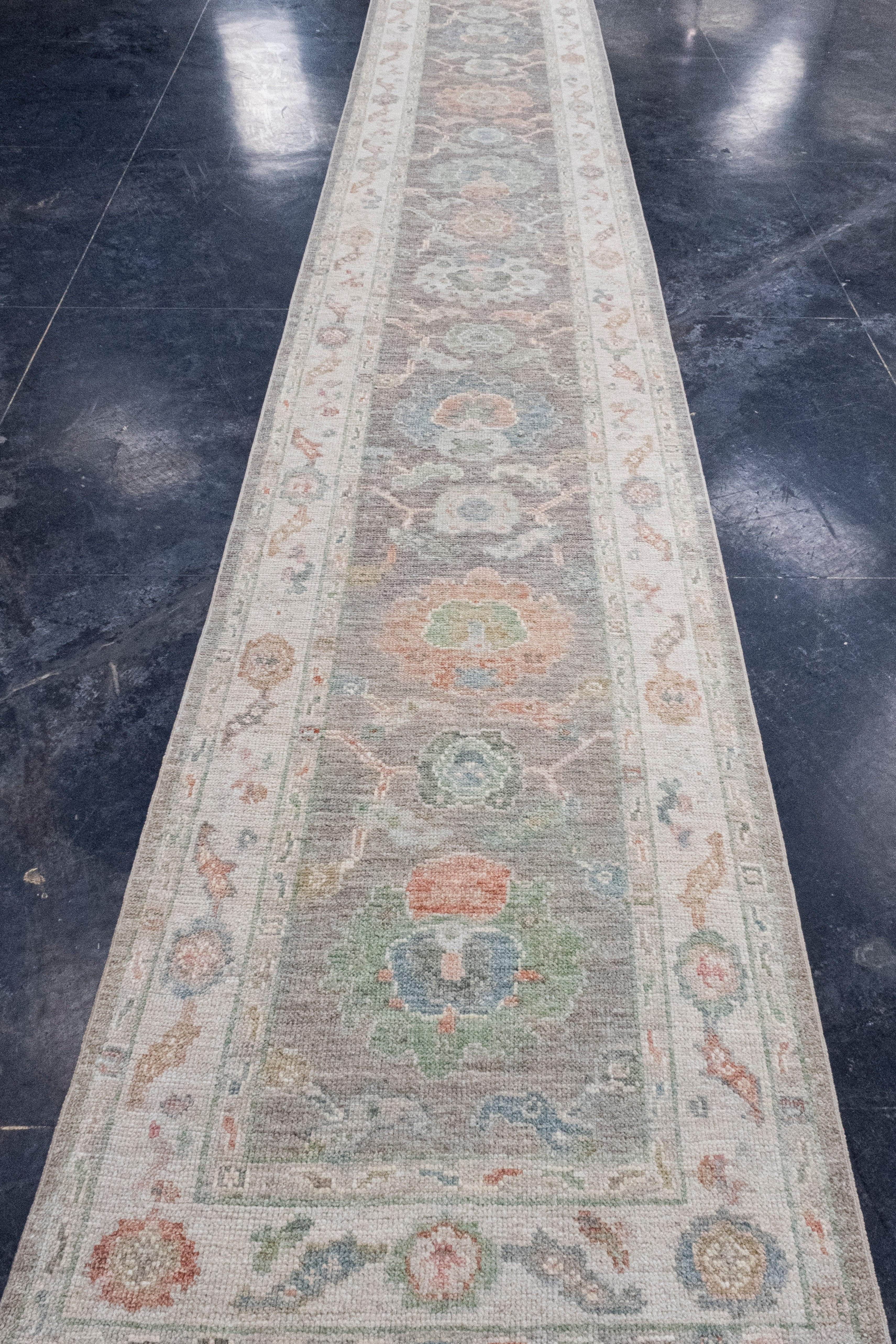 Turkish Oushak Runner Rug 2'10