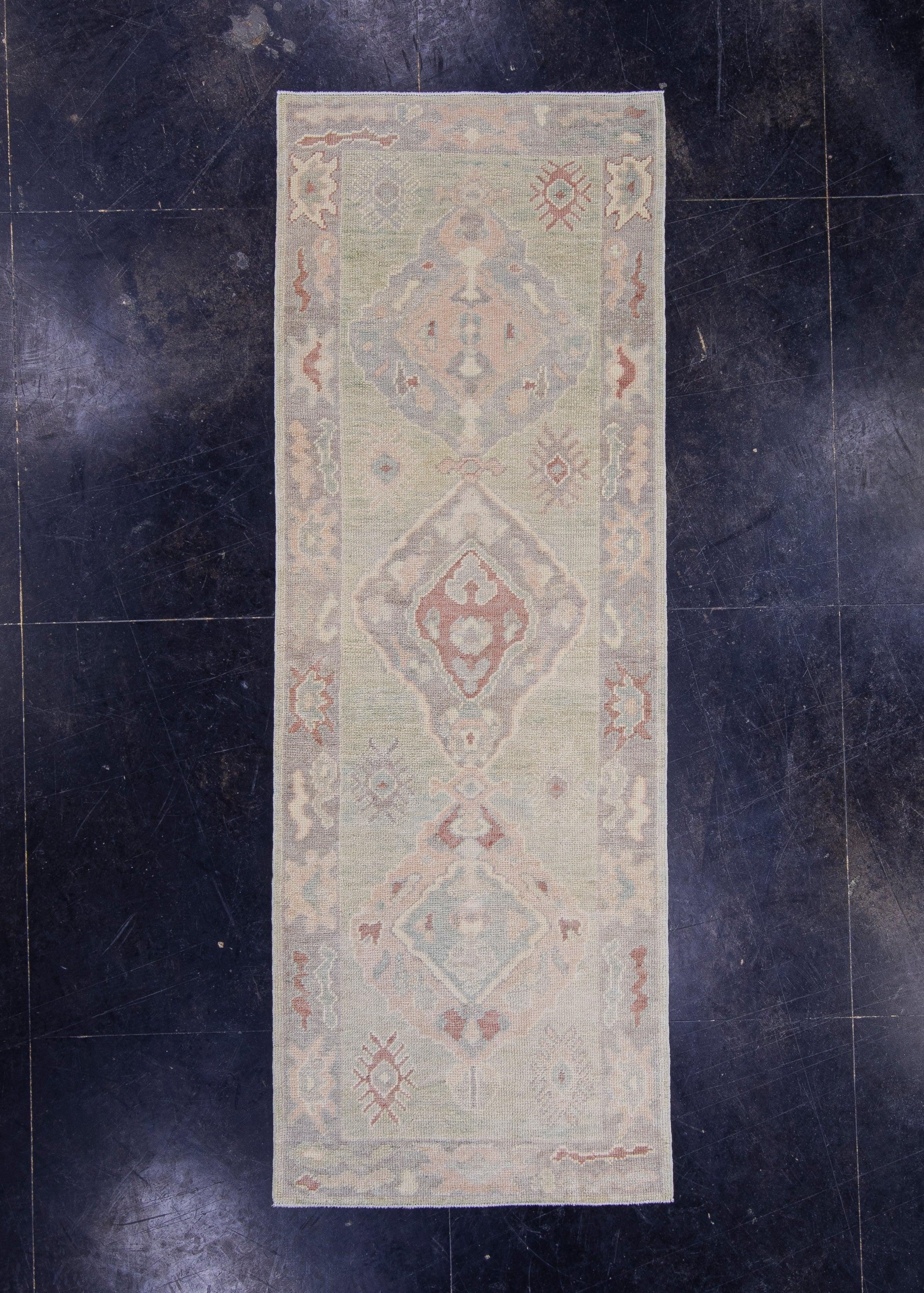 Turkish Oushak Runner Rug 2'10