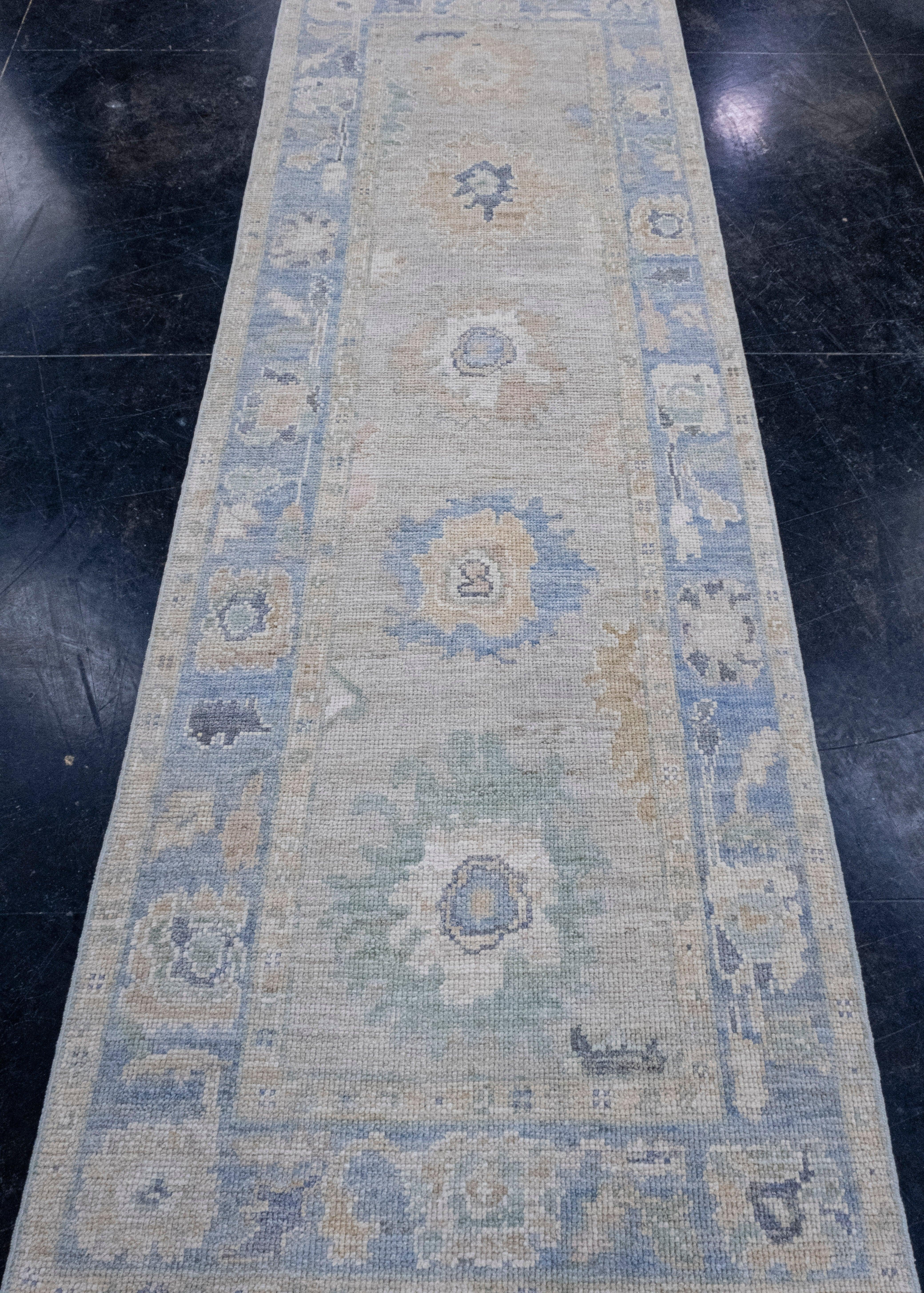 Turkish Oushak Runner Rug 2'10