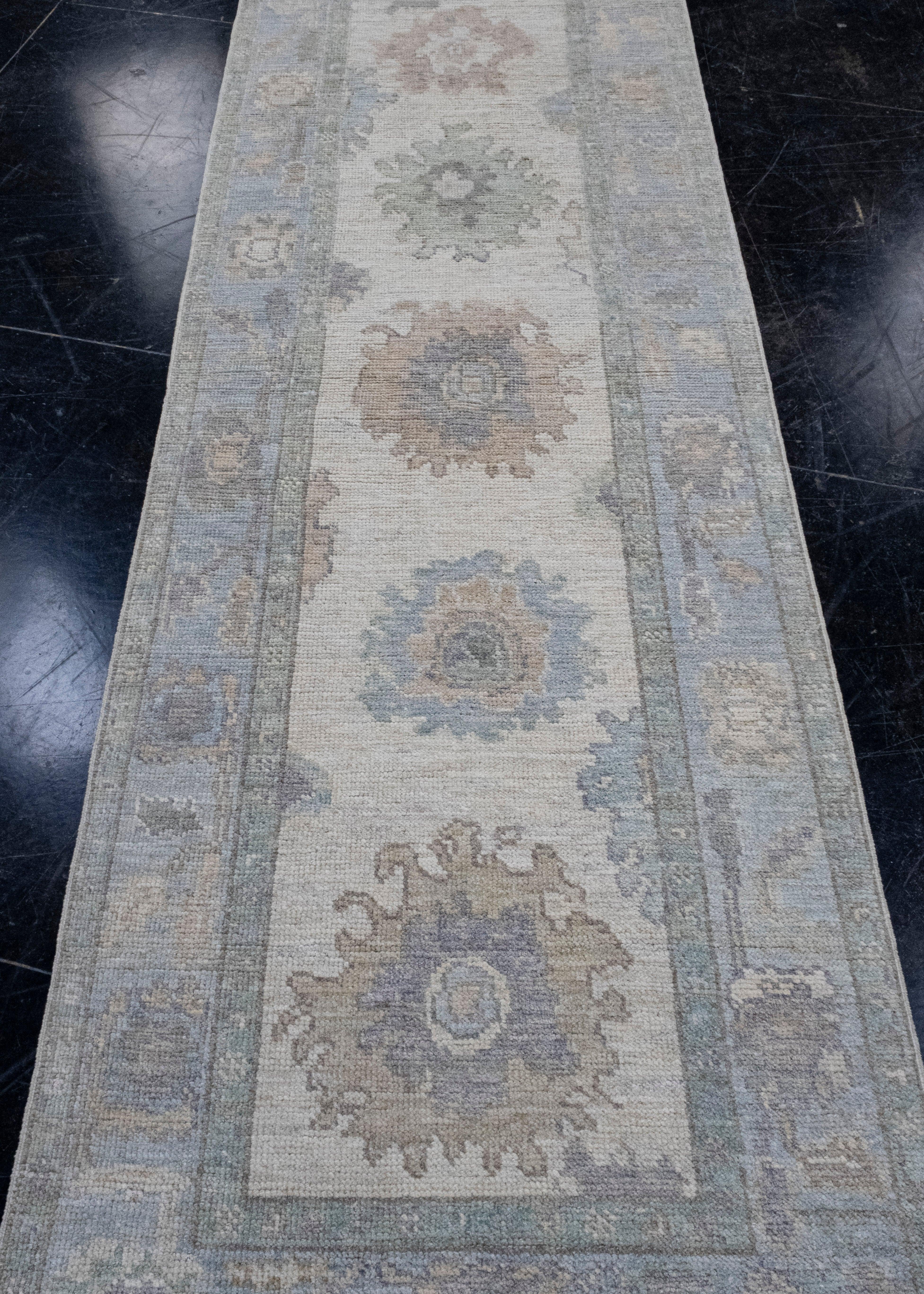 Turkish Oushak Runner Rug 2'10