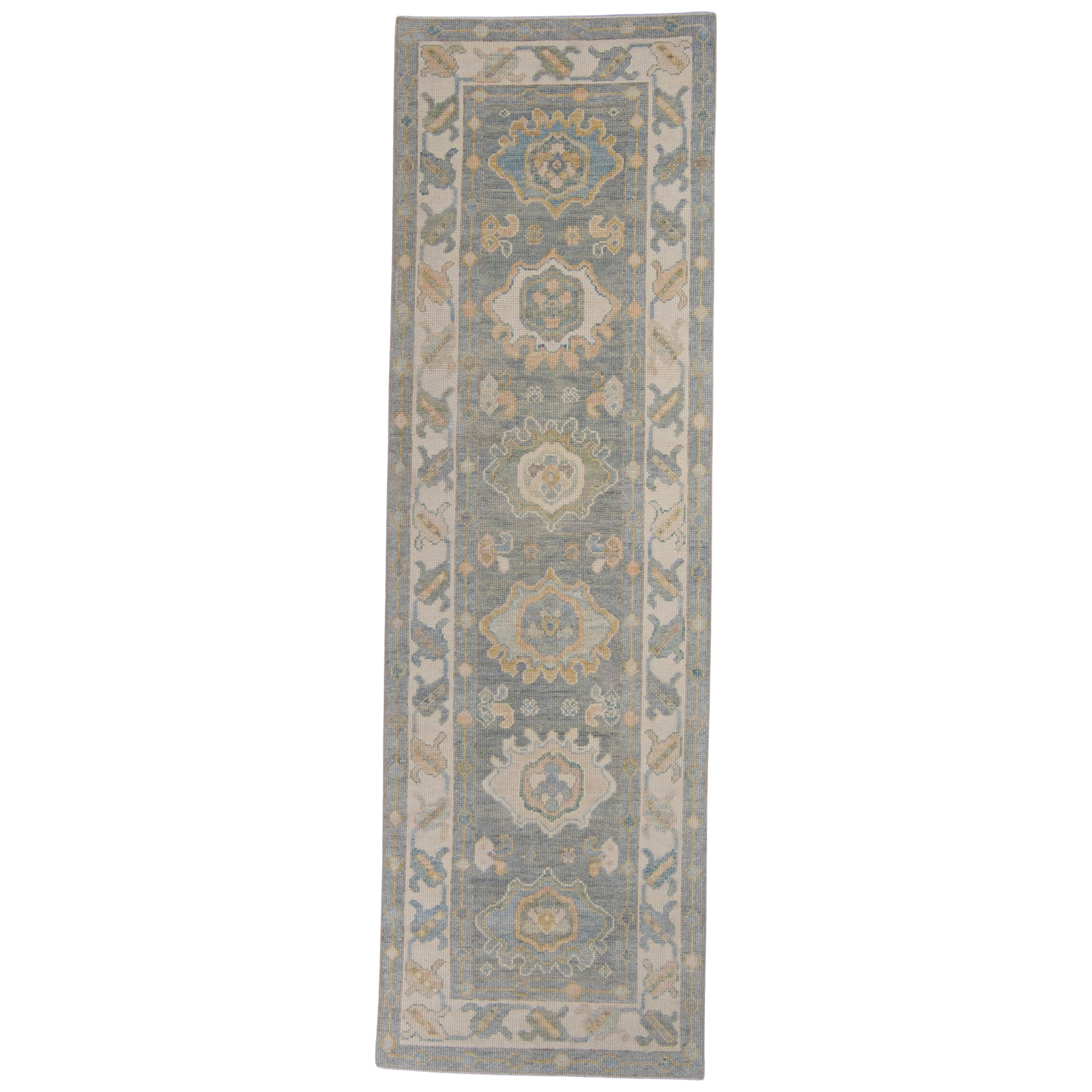Tapis de couloir turc Oushak 2'10" x 9'1" n° 16641
