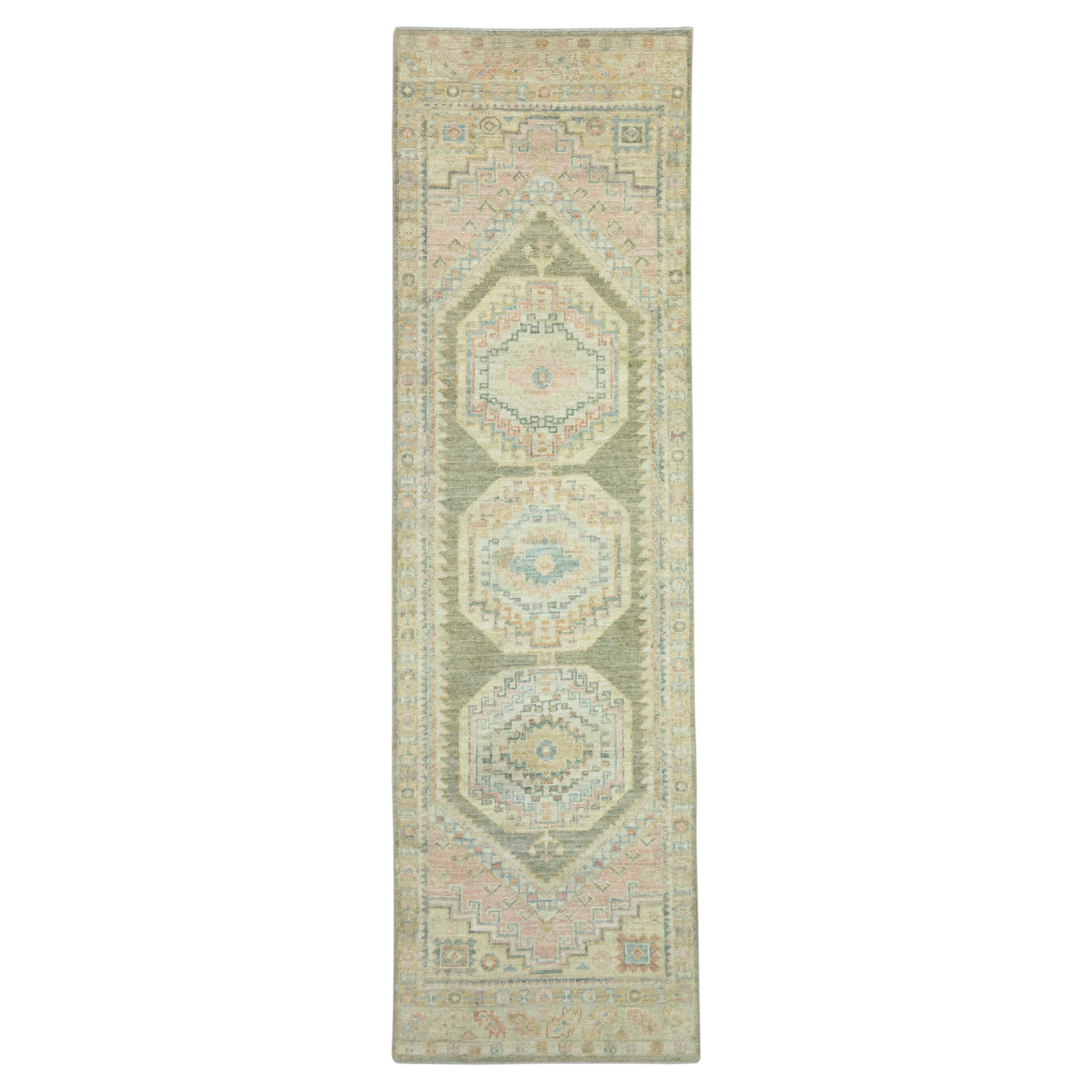 Tappeto turco Oushak da corridoio 66 cm x 3 m #17237