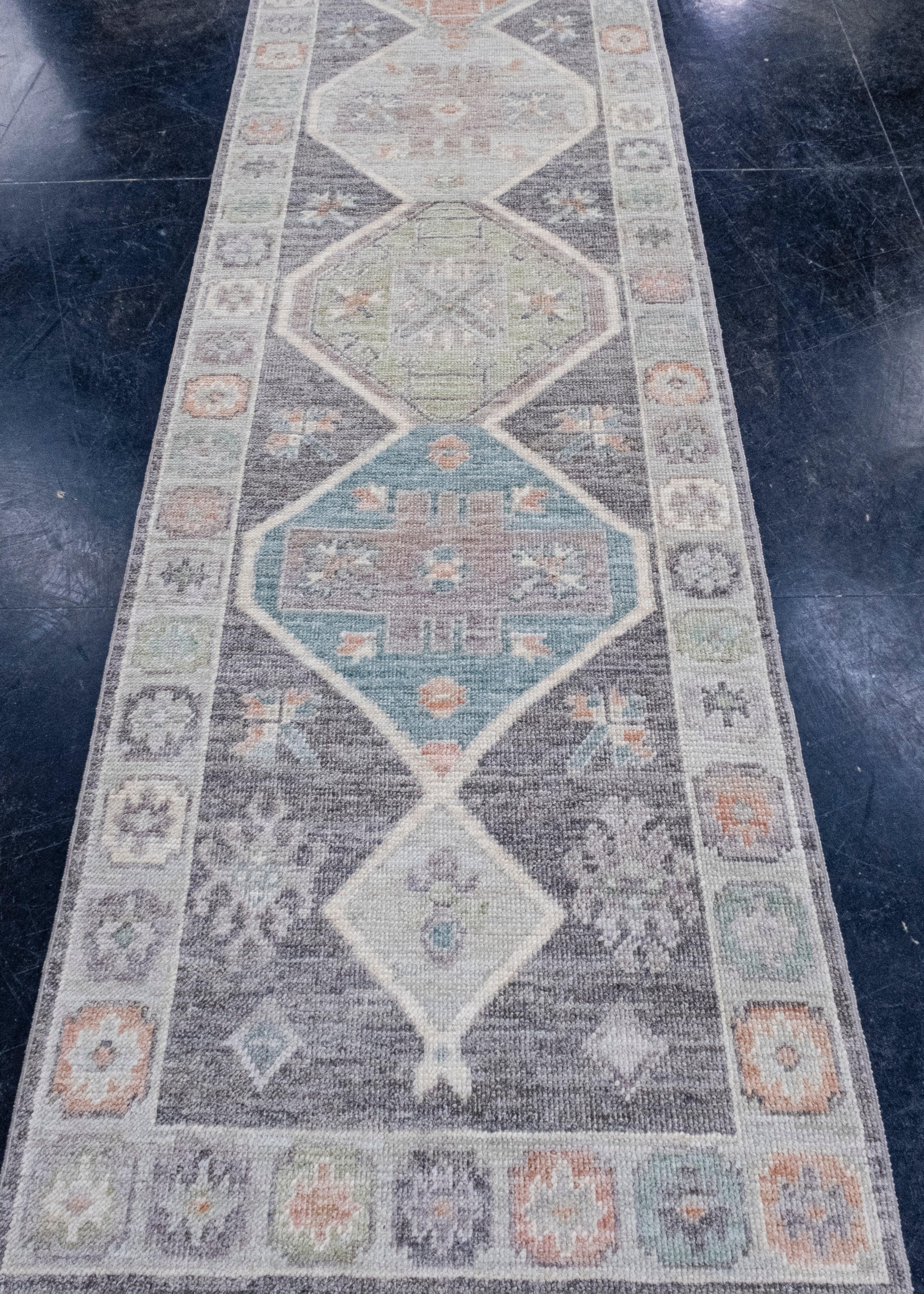Turkish Oushak Runner Rug 2'11