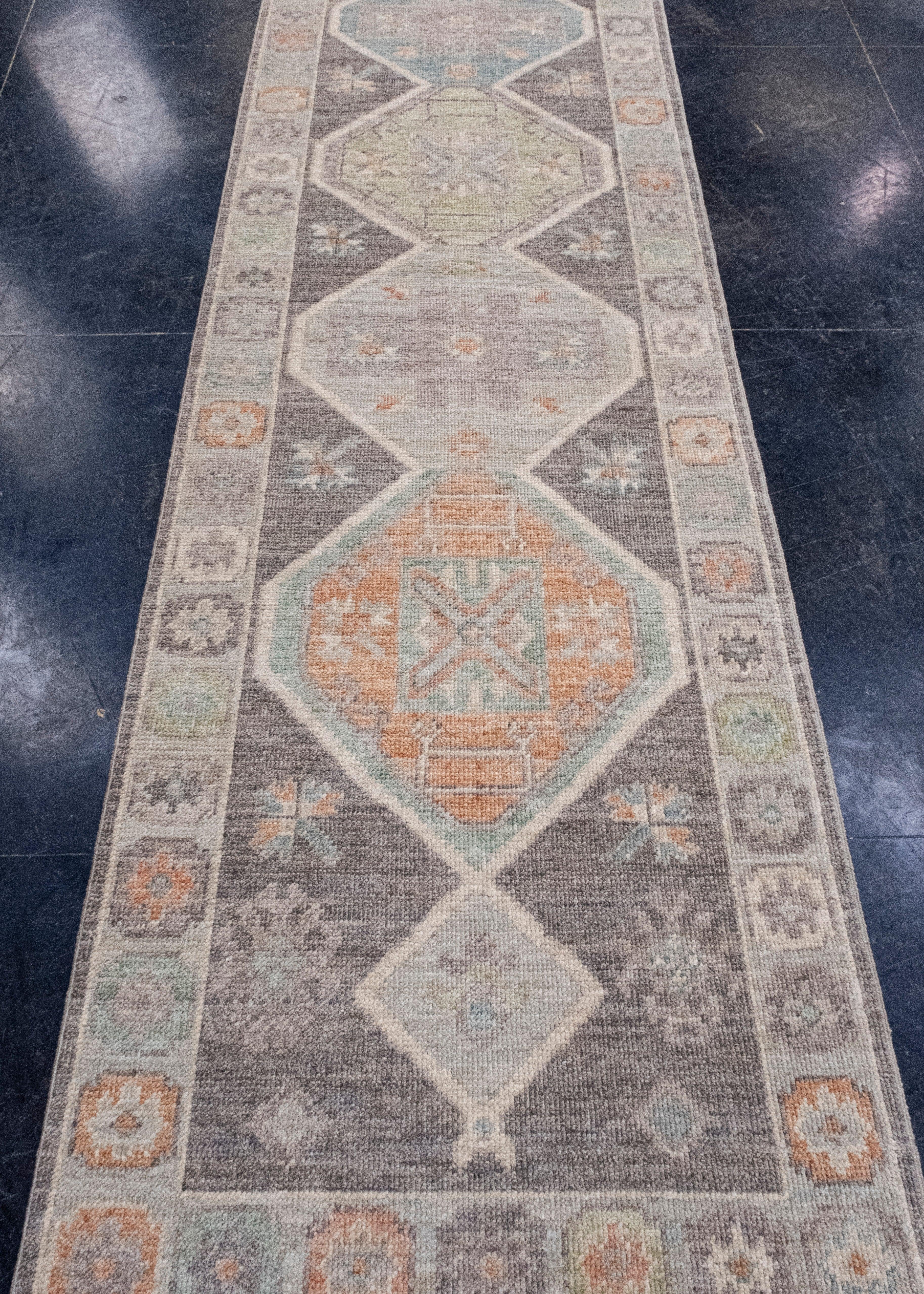 Turkish Oushak Runner Rug 2'11