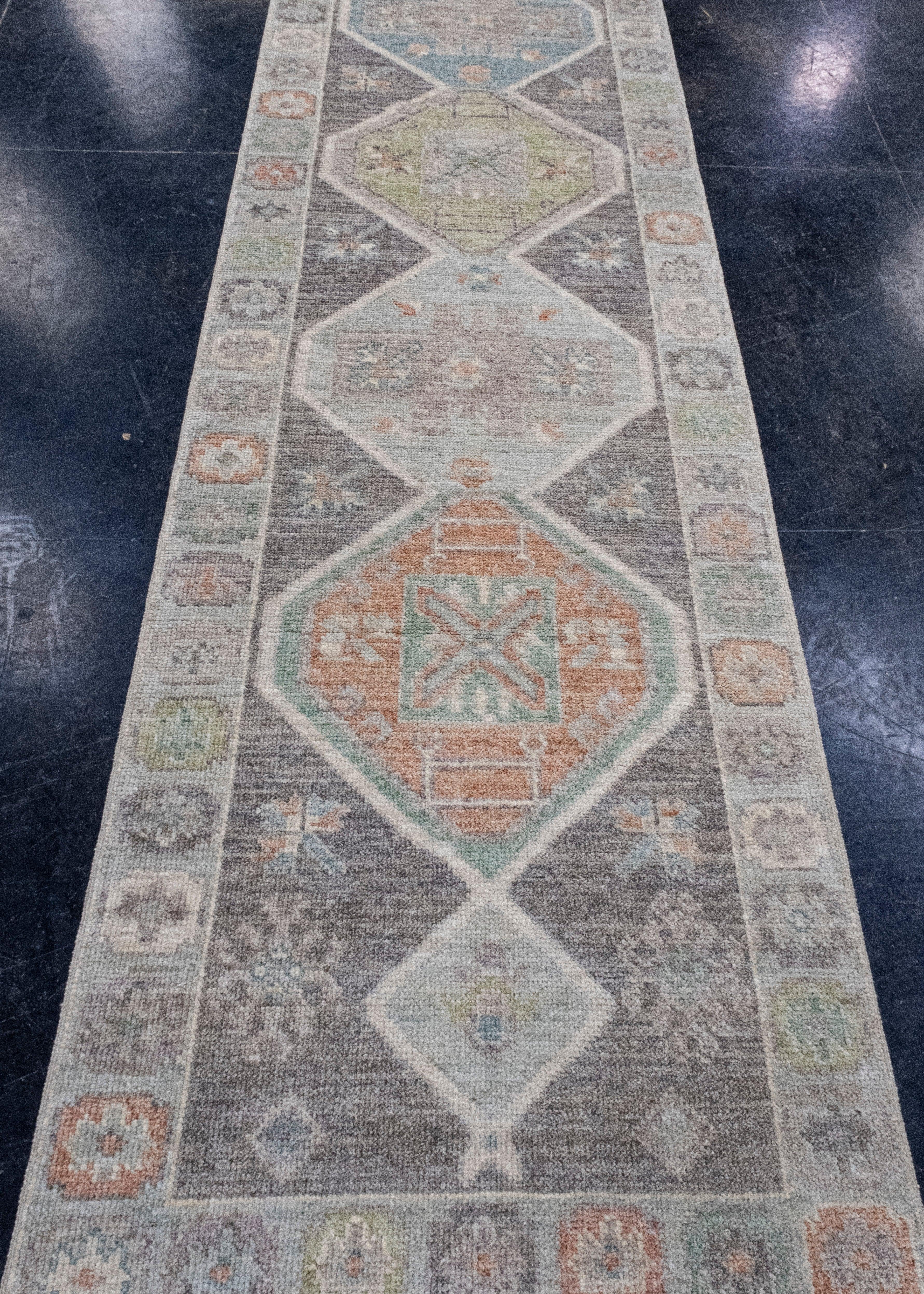Turkish Oushak Runner Rug 2'11