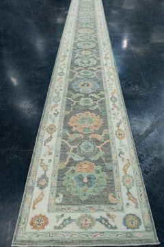 Alfombra turca de pasillo Oushak, 89 cm x 6,3 m, n.º 17225
