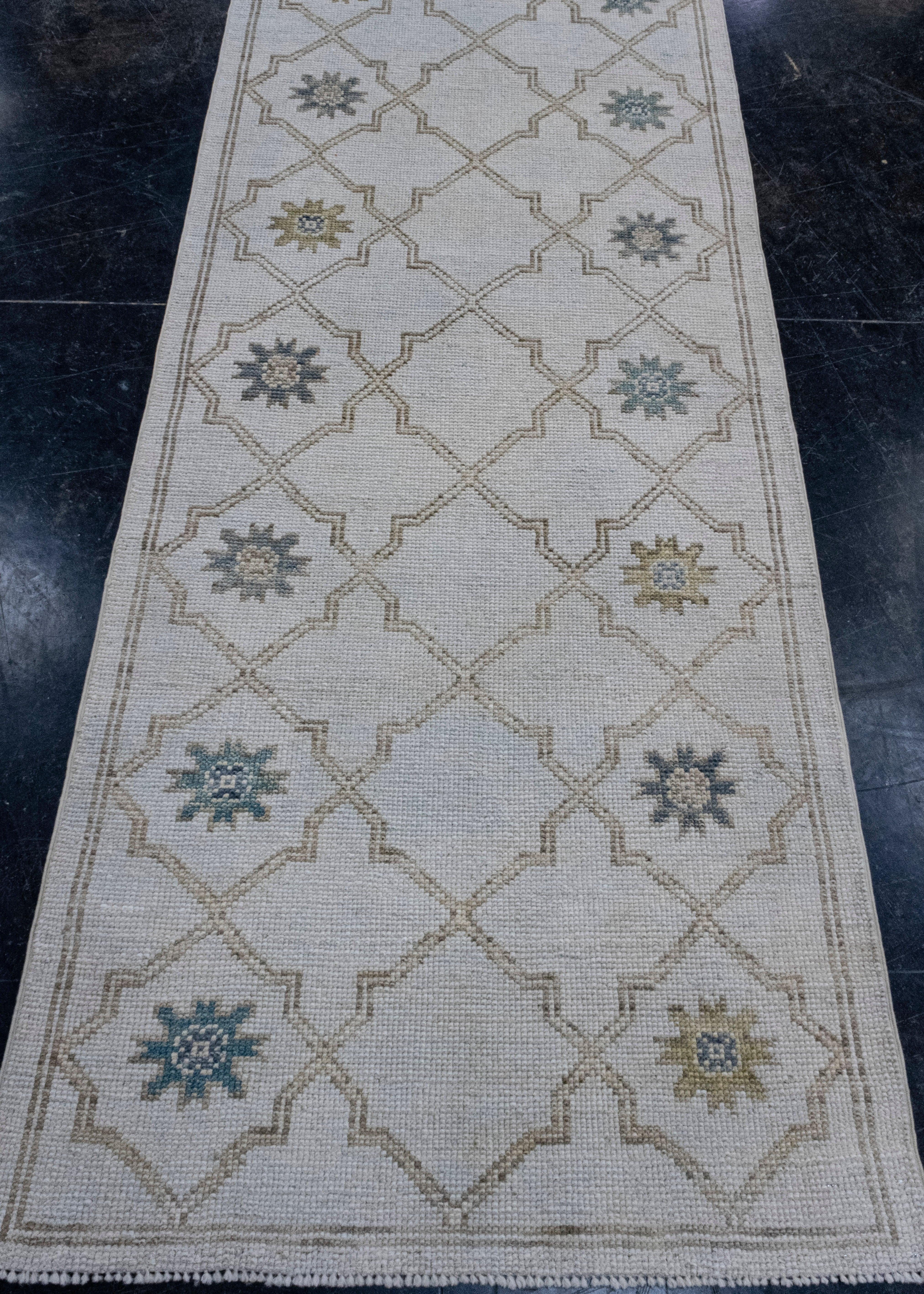 Turkish Oushak Runner Rug 2'11
