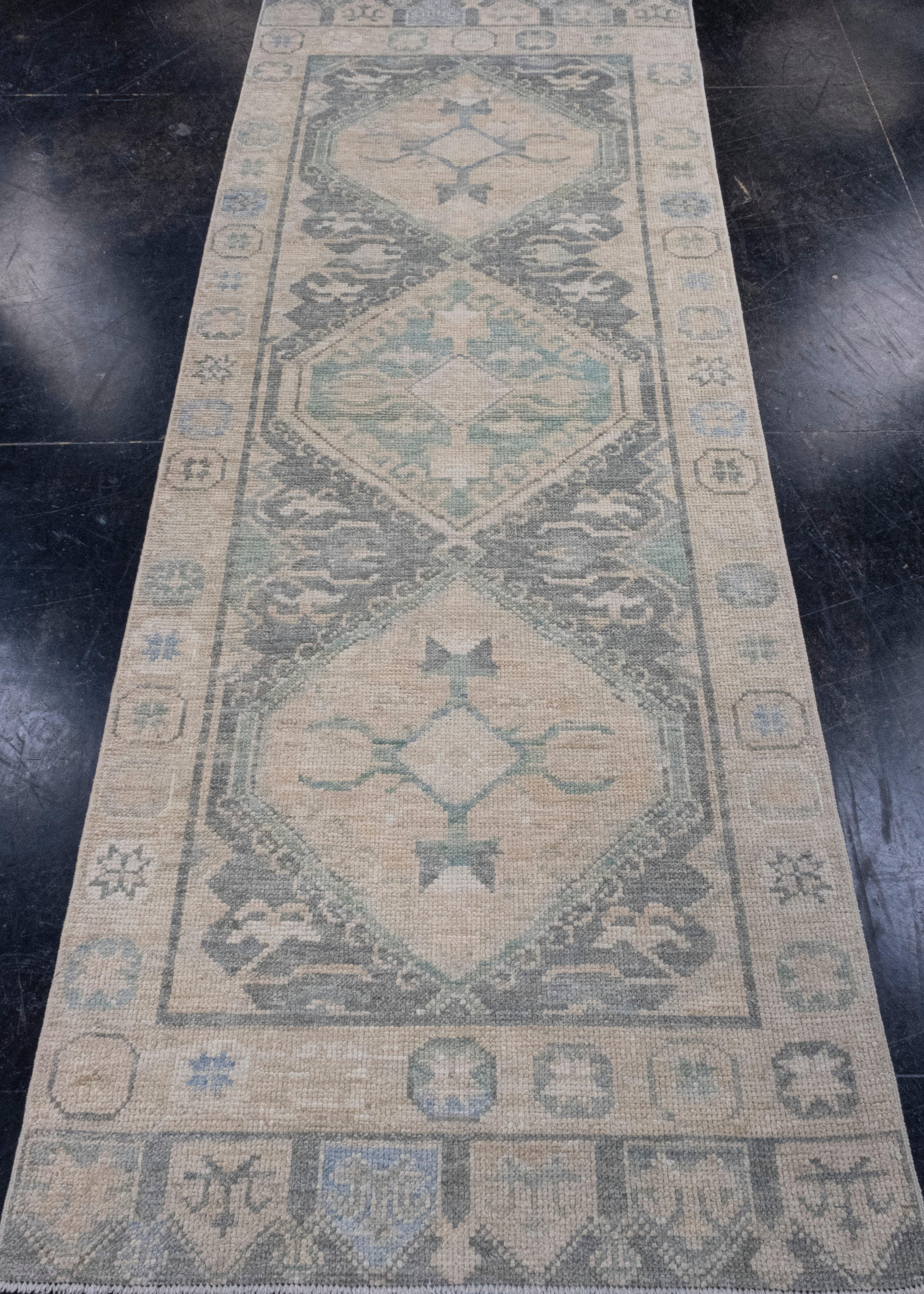 Turkish Oushak Runner Rug 2'11