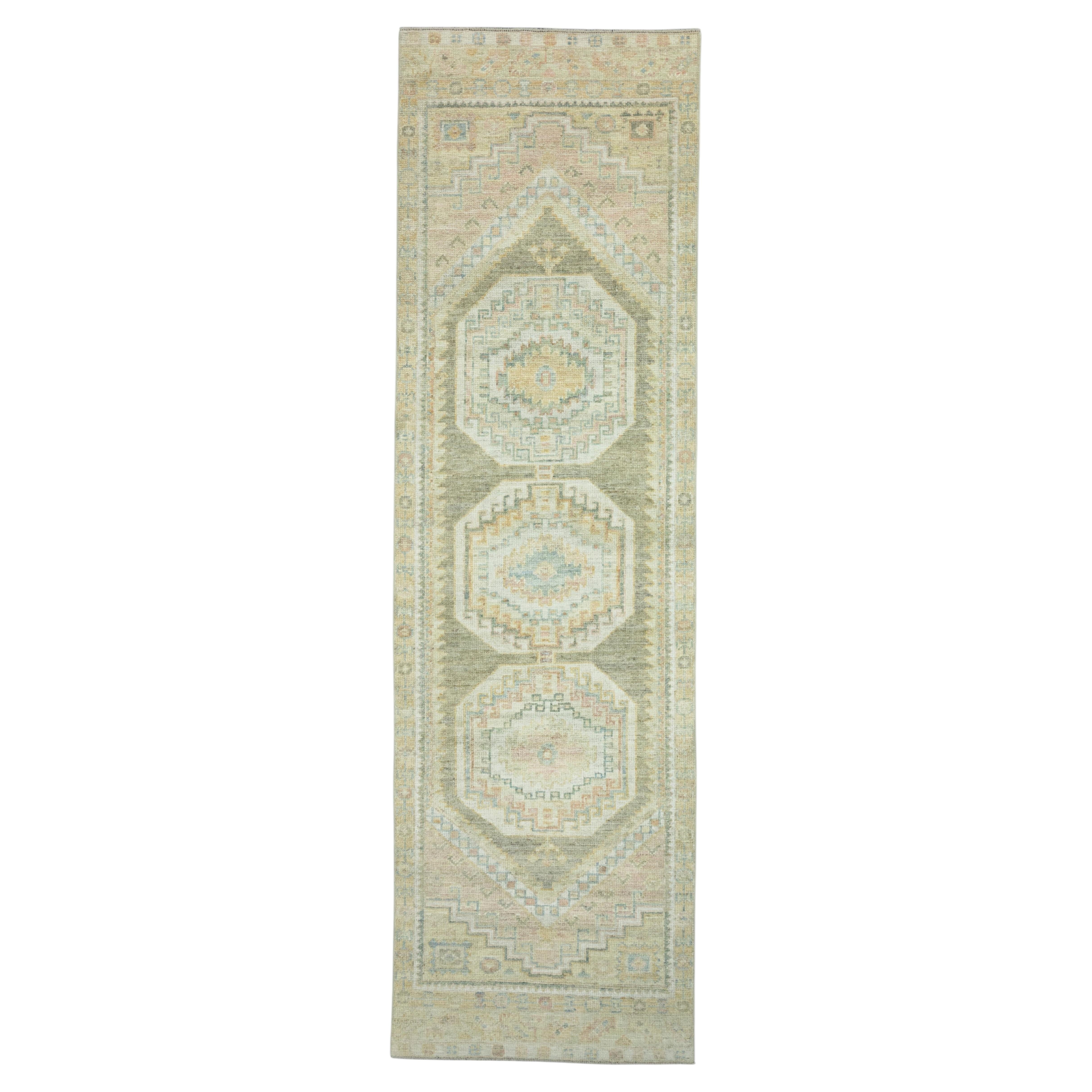 Tappeto turco Oushak da corridoio 66 cm x 300 cm #17488 in vendita