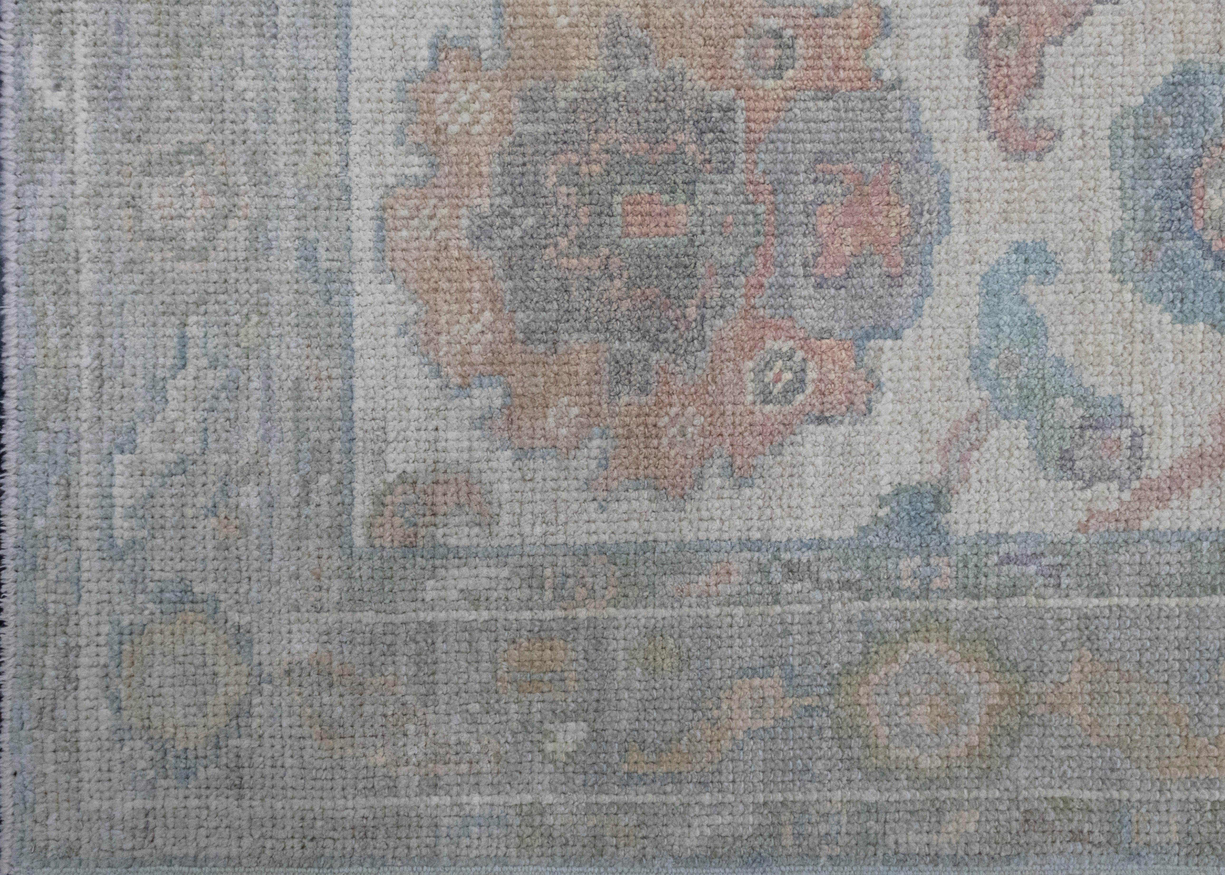 Hand-Knotted Turkish Oushak Runner Rug 2'3