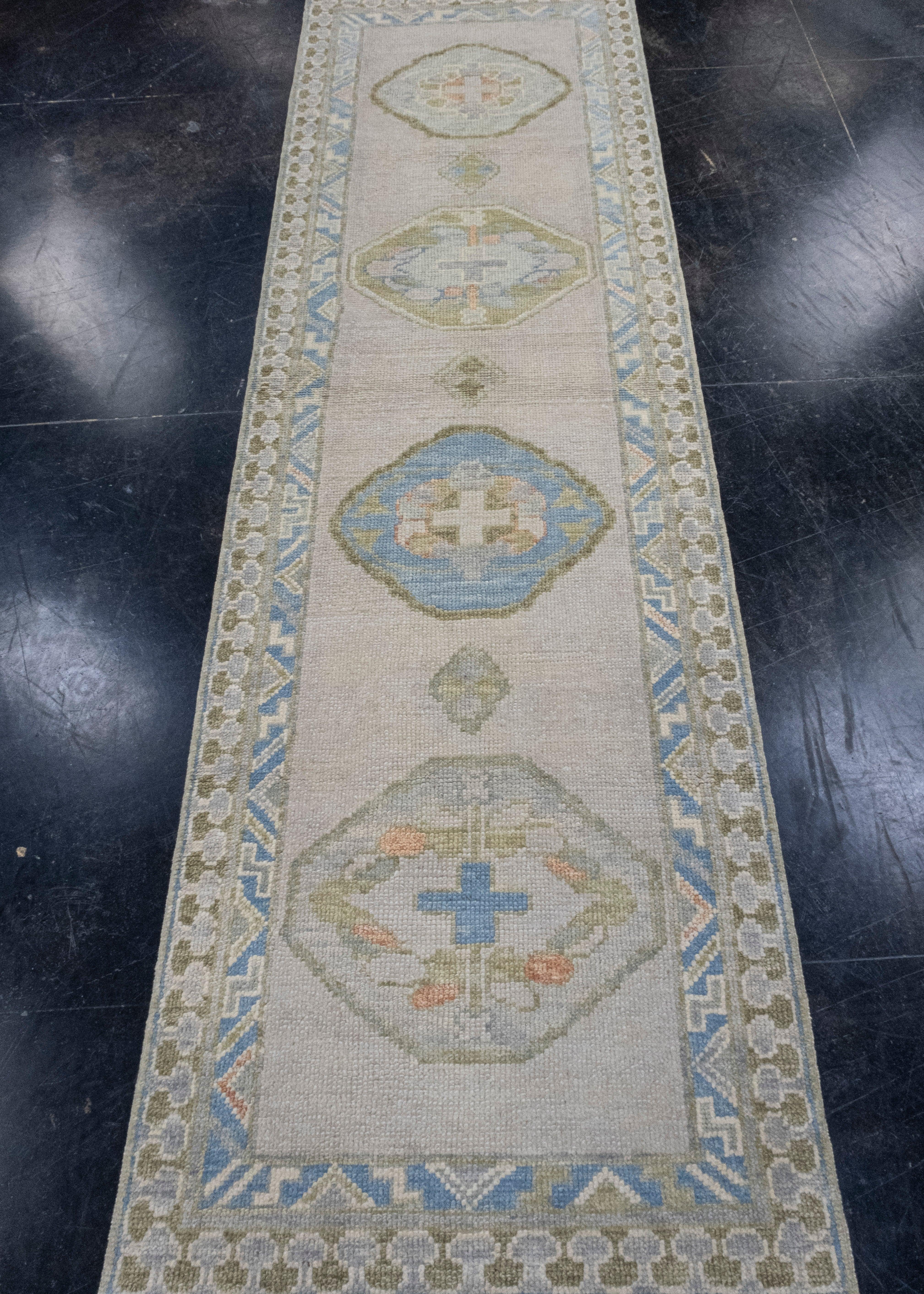 Turkish Oushak Runner Rug 2'5