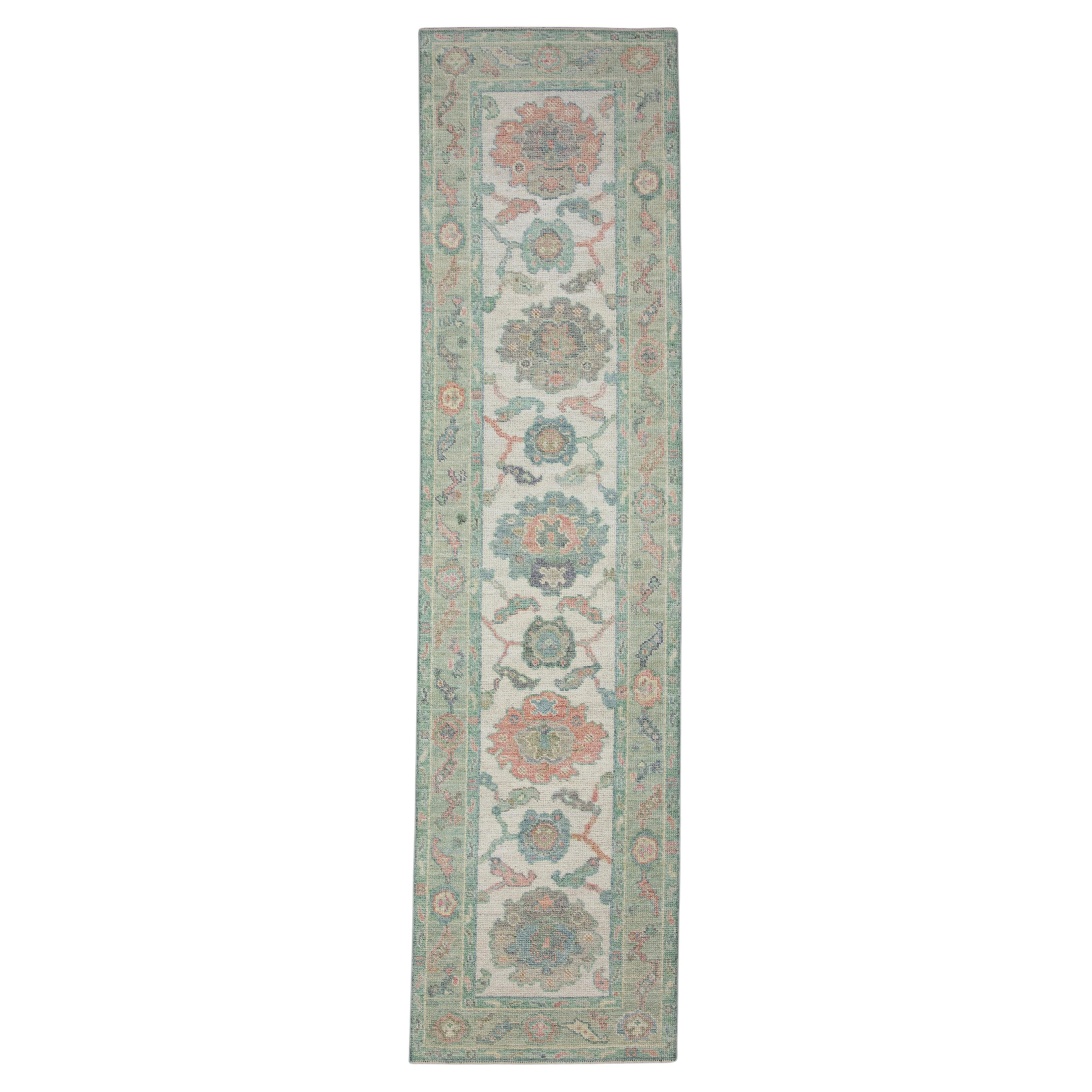 Turkish Oushak Runner Rug 2'6" x 10' #17454 For Sale
