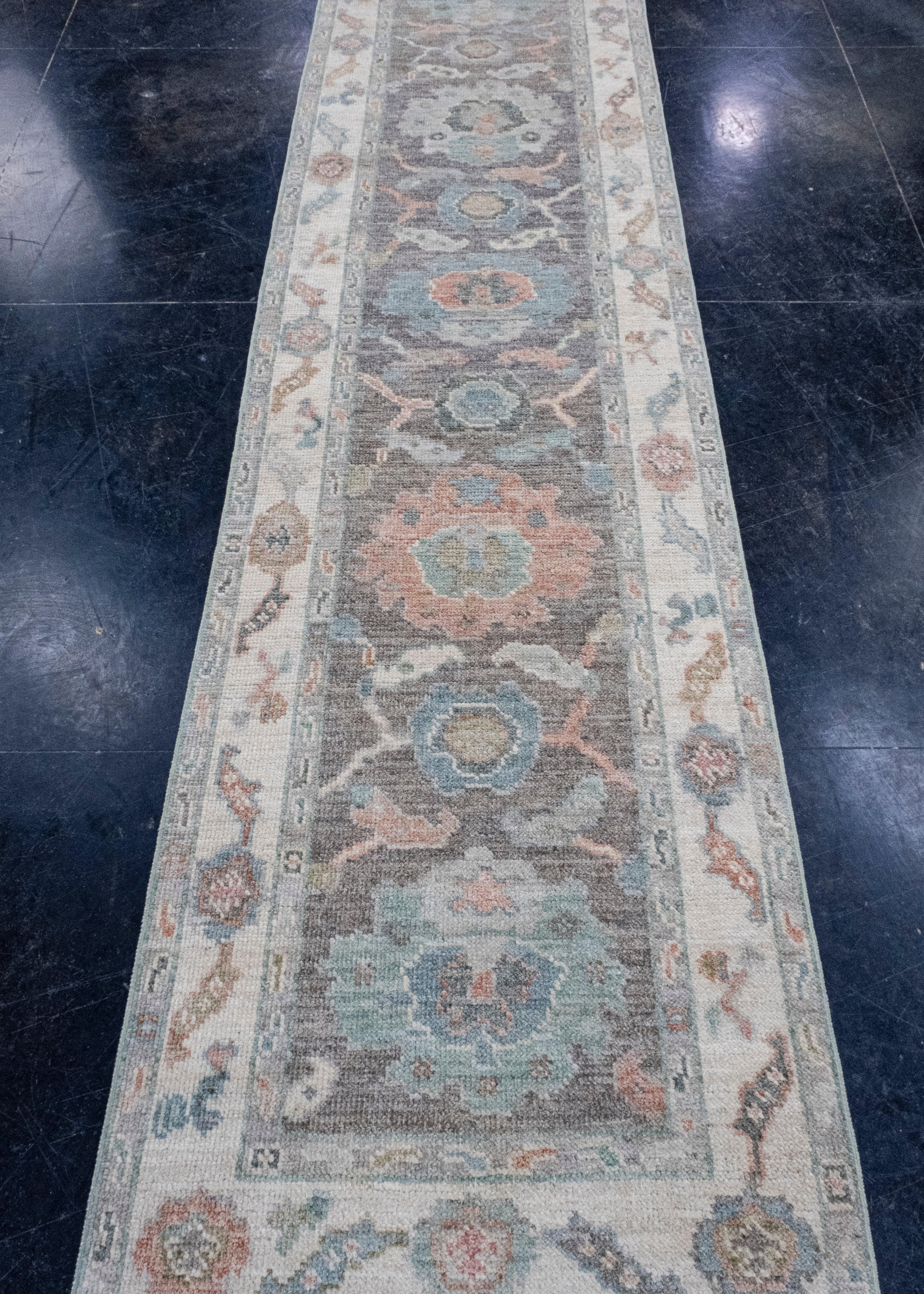 Turkish Oushak Runner Rug 2'7