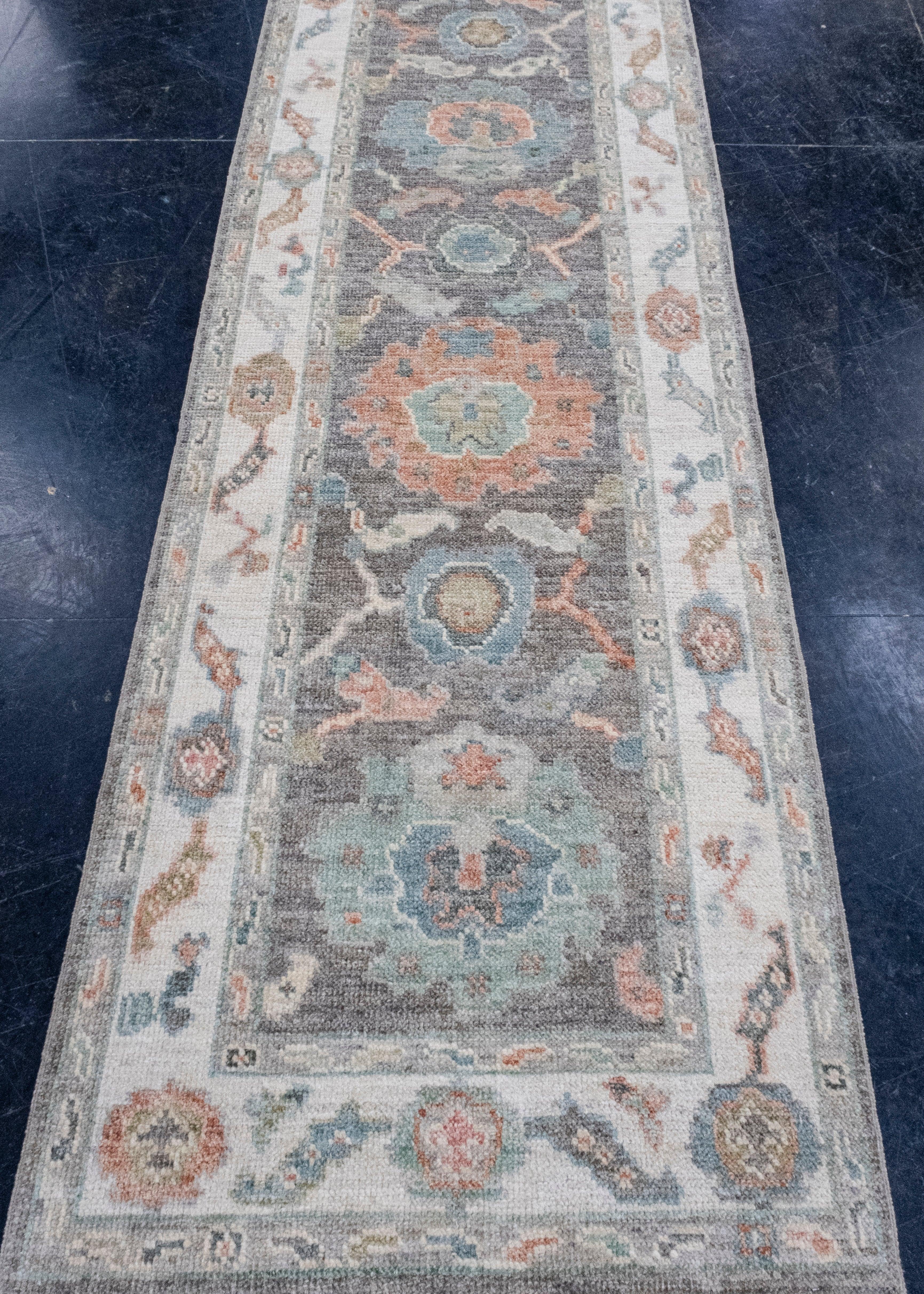 Turkish Oushak Runner Rug 2'7