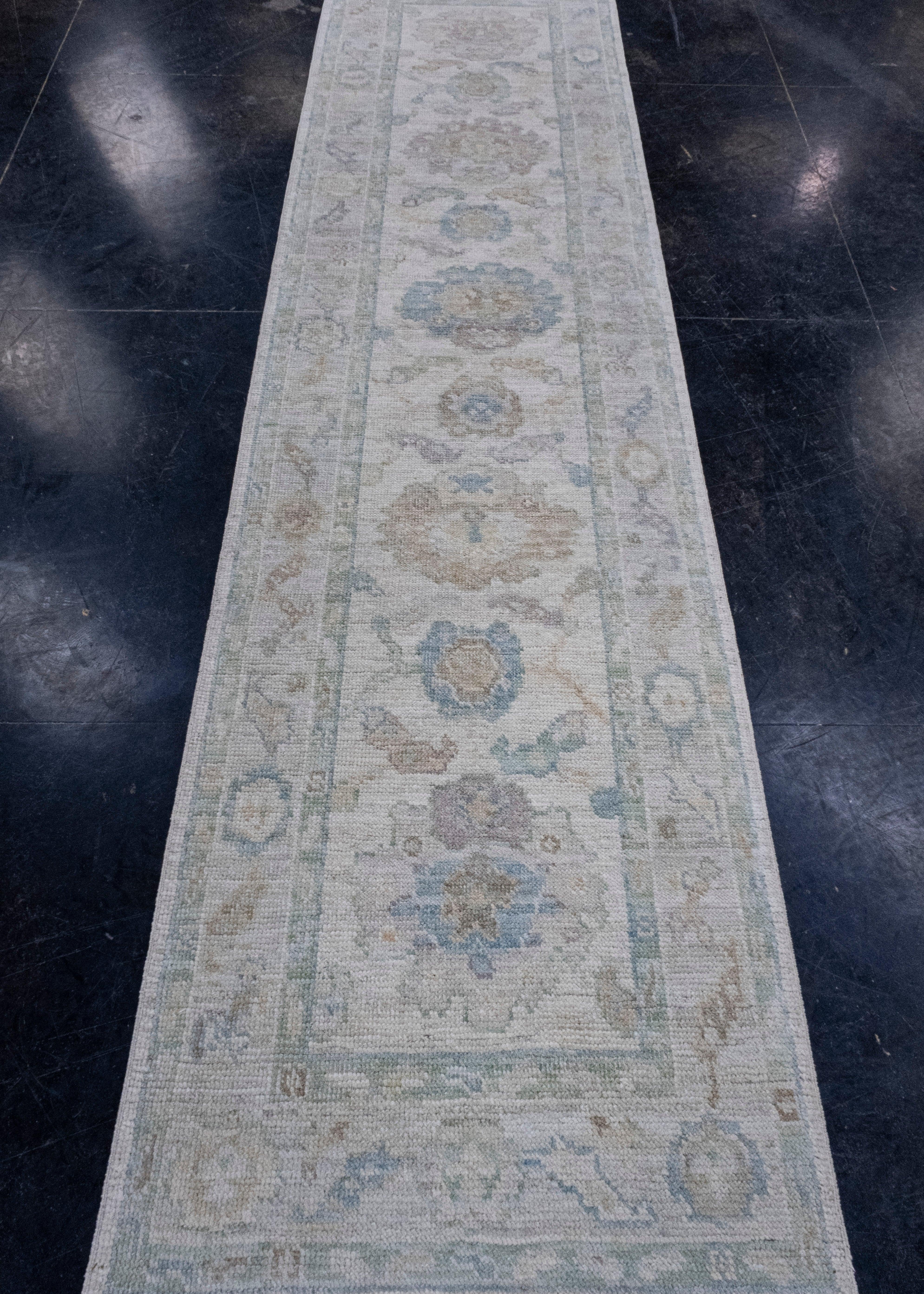 Turkish Oushak Runner Rug 2'7