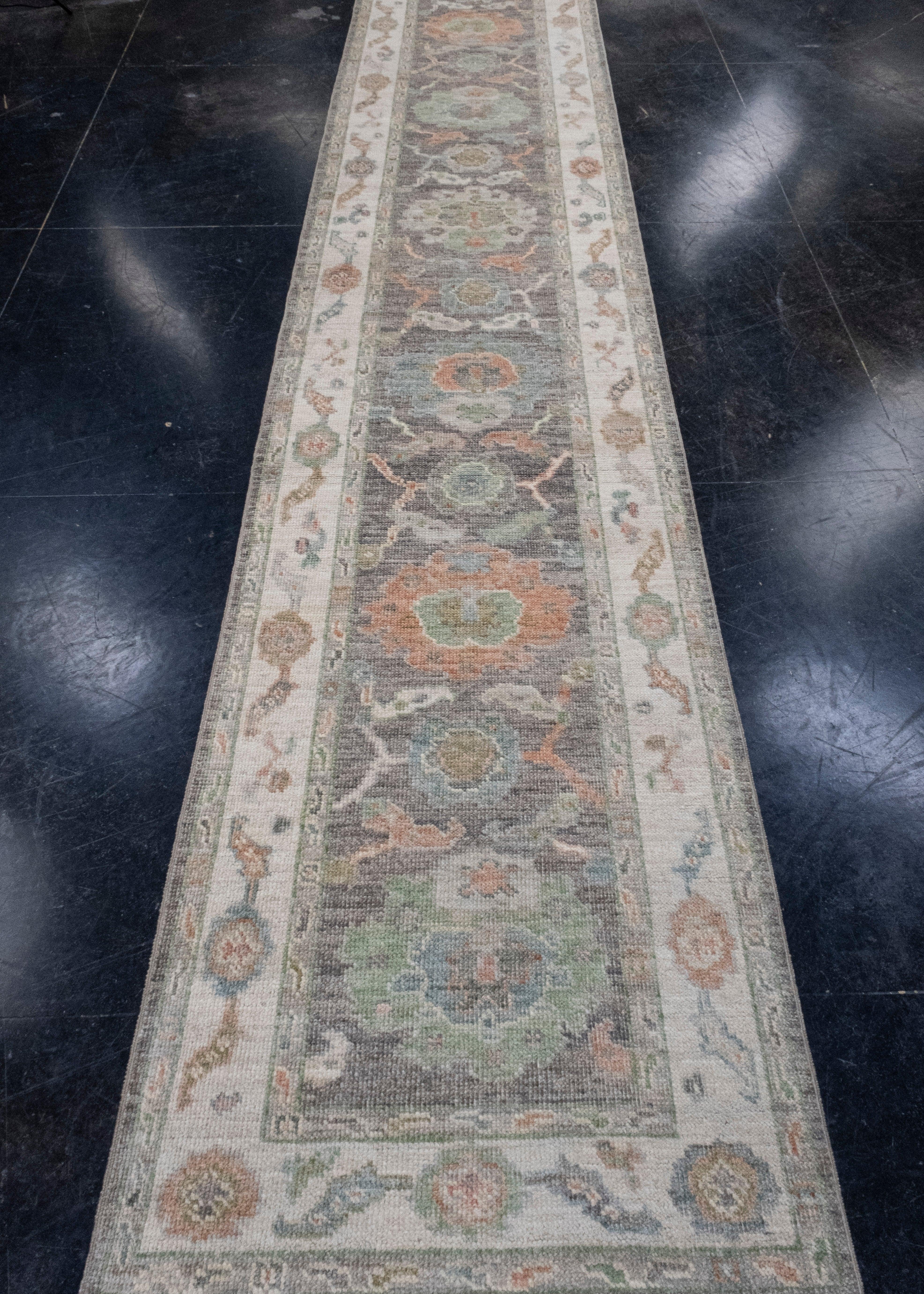 Turkish Oushak Runner Rug 2'7