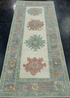 Alfombra turca de pasillo Oushak, 86 cm x 200 cm, n.º 17486
