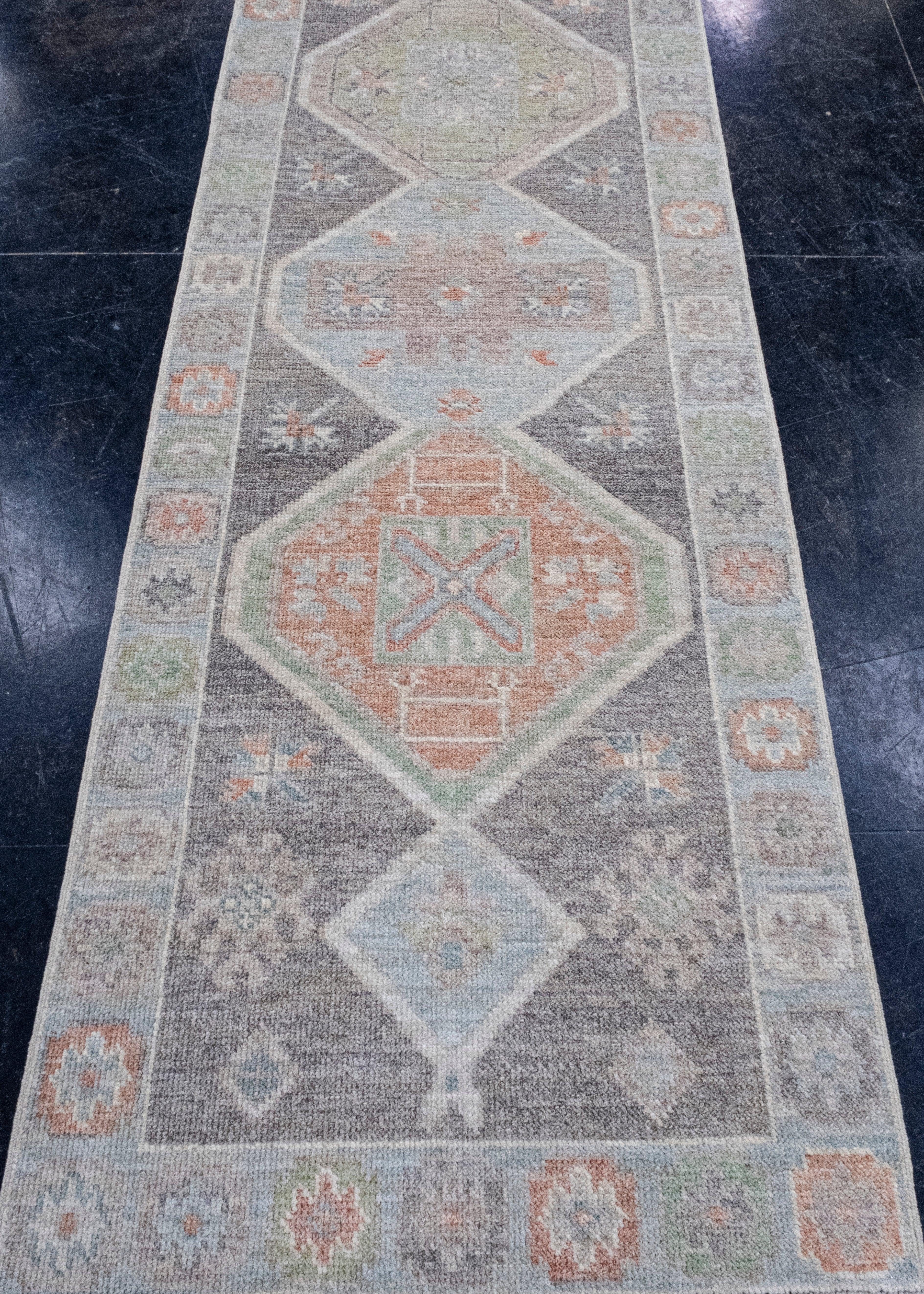 Turkish Oushak Runner Rug 2'8