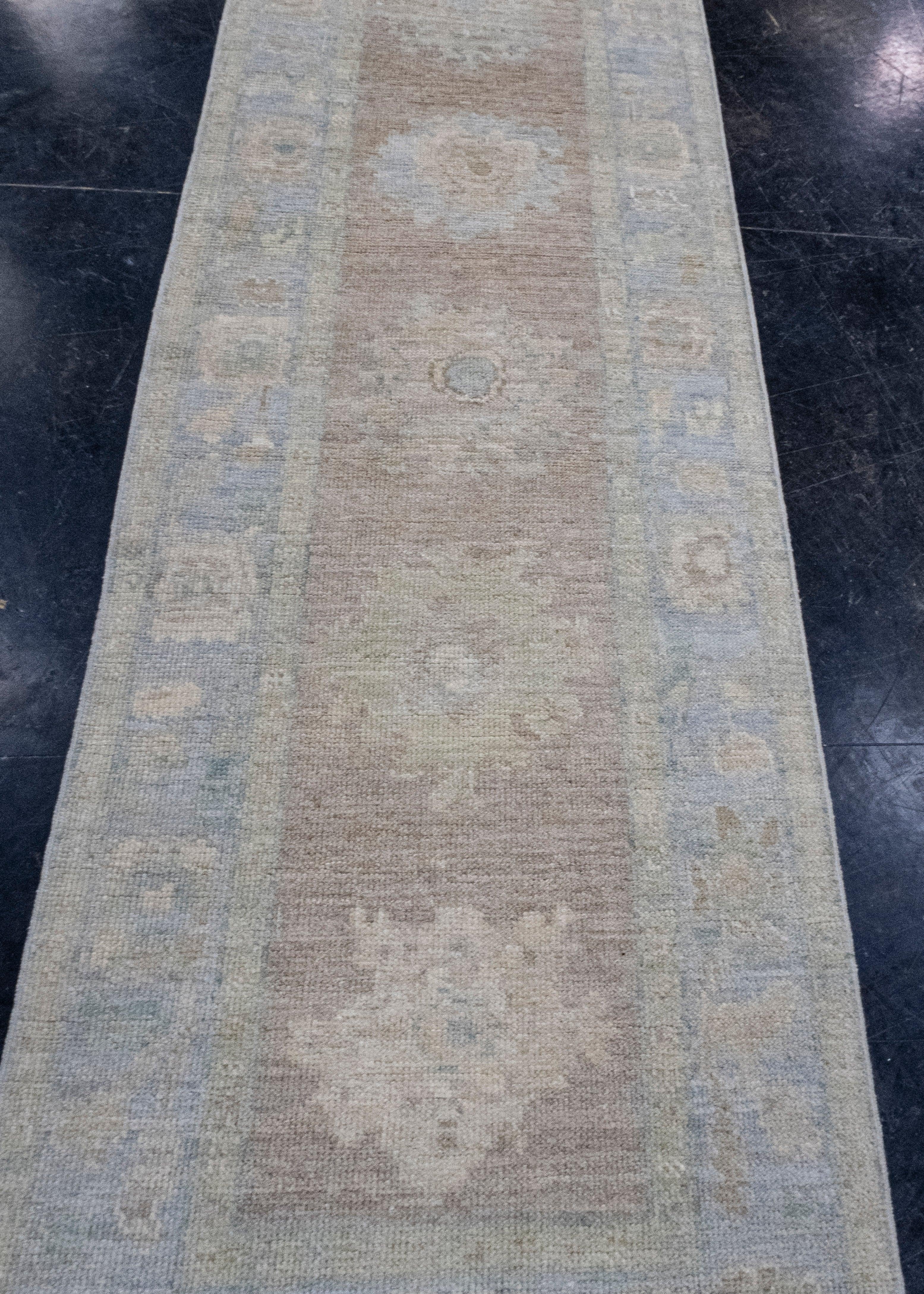Turkish Oushak Runner Rug 2'9